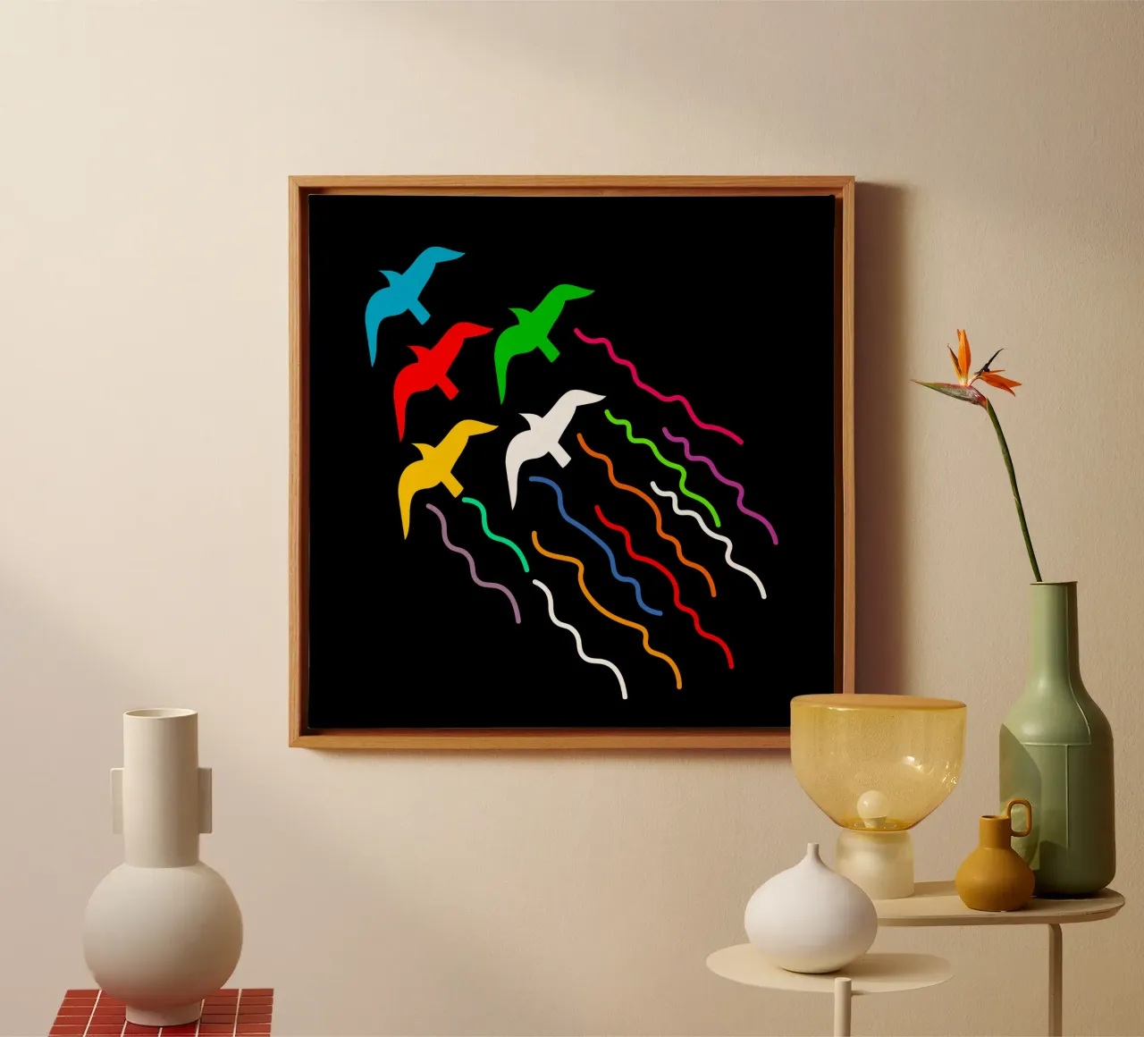Magical flying birds tela con Cornice a cassetta da happieeagle
