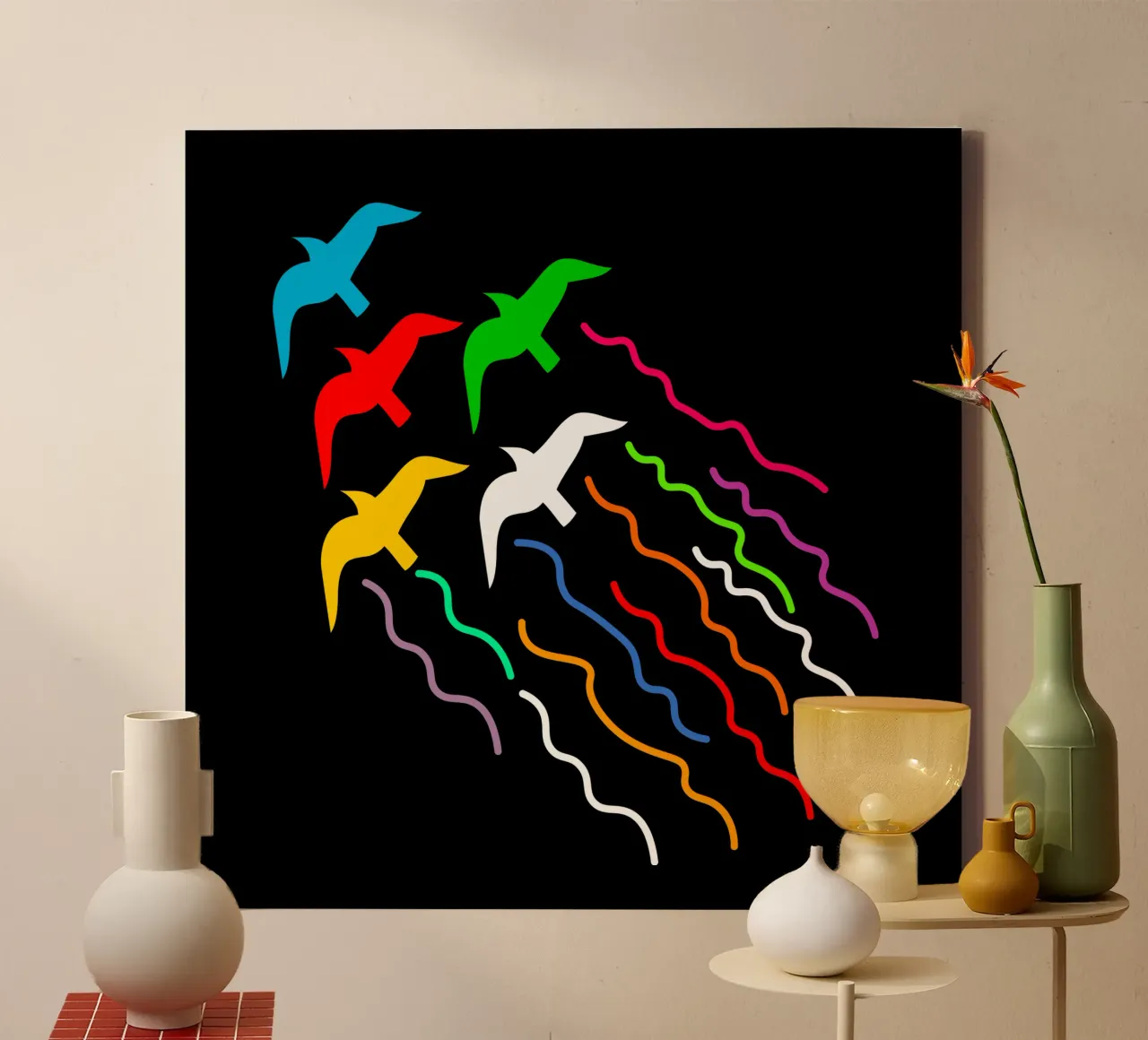 Magical flying birds tela con Cornice a cassetta da happieeagle