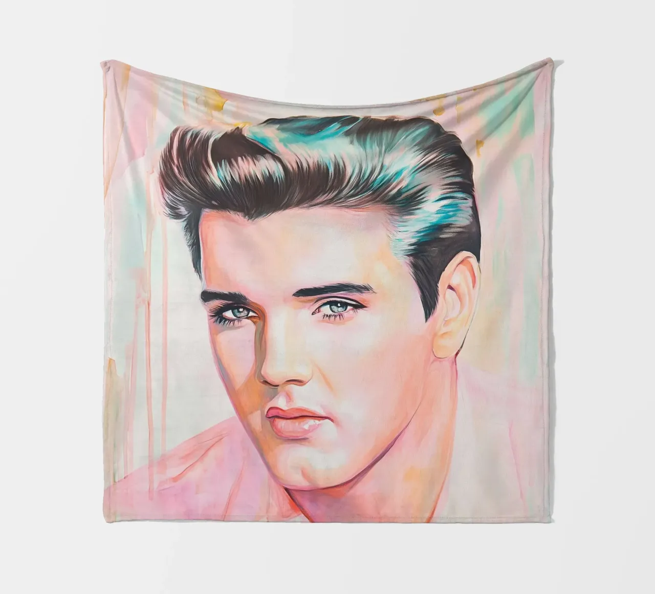 Ritratto Elvis Presley dipinto a pastello coperta in pile da Carinaprint