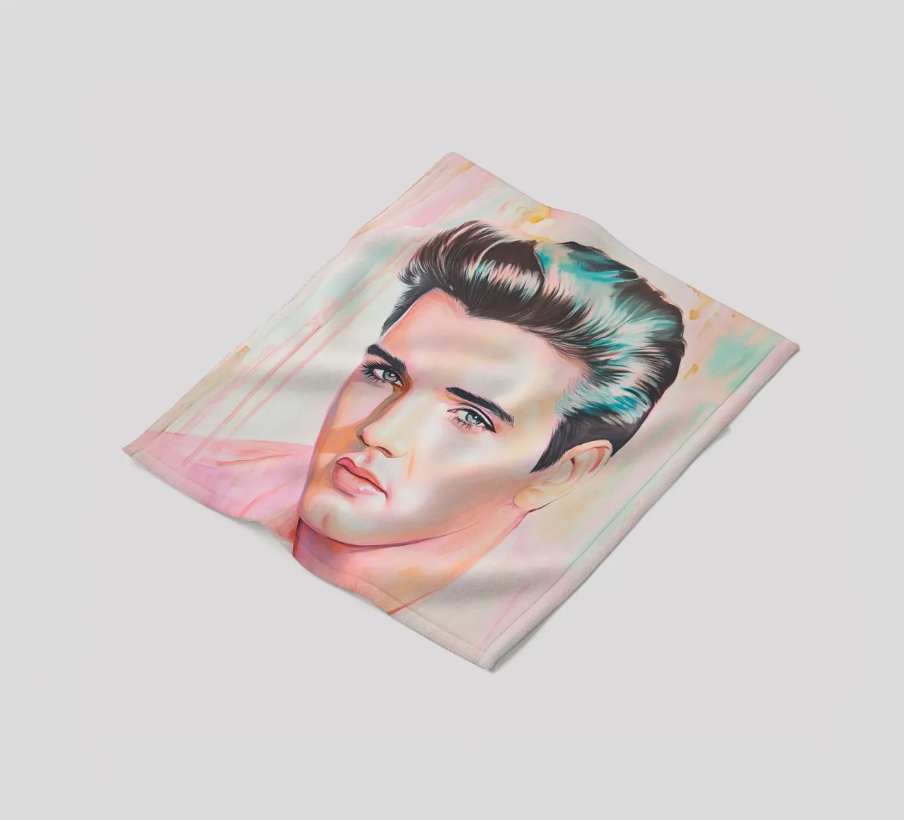 Ritratto Elvis Presley dipinto a pastello coperta in pile da Carinaprint