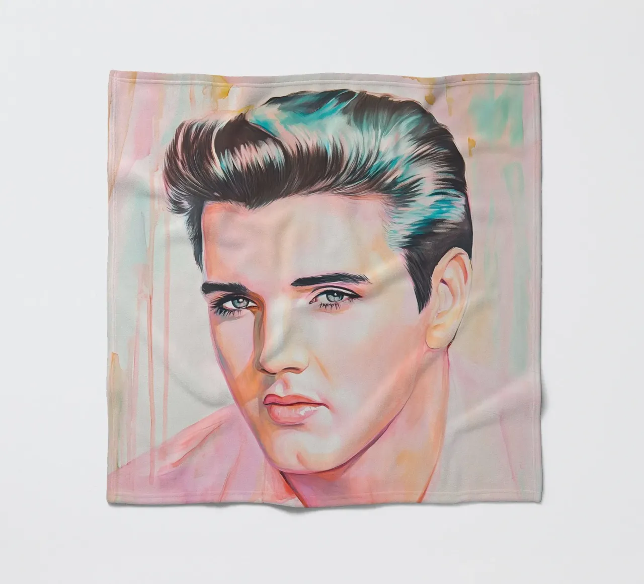 Ritratto Elvis Presley dipinto a pastello coperta in pile da Carinaprint