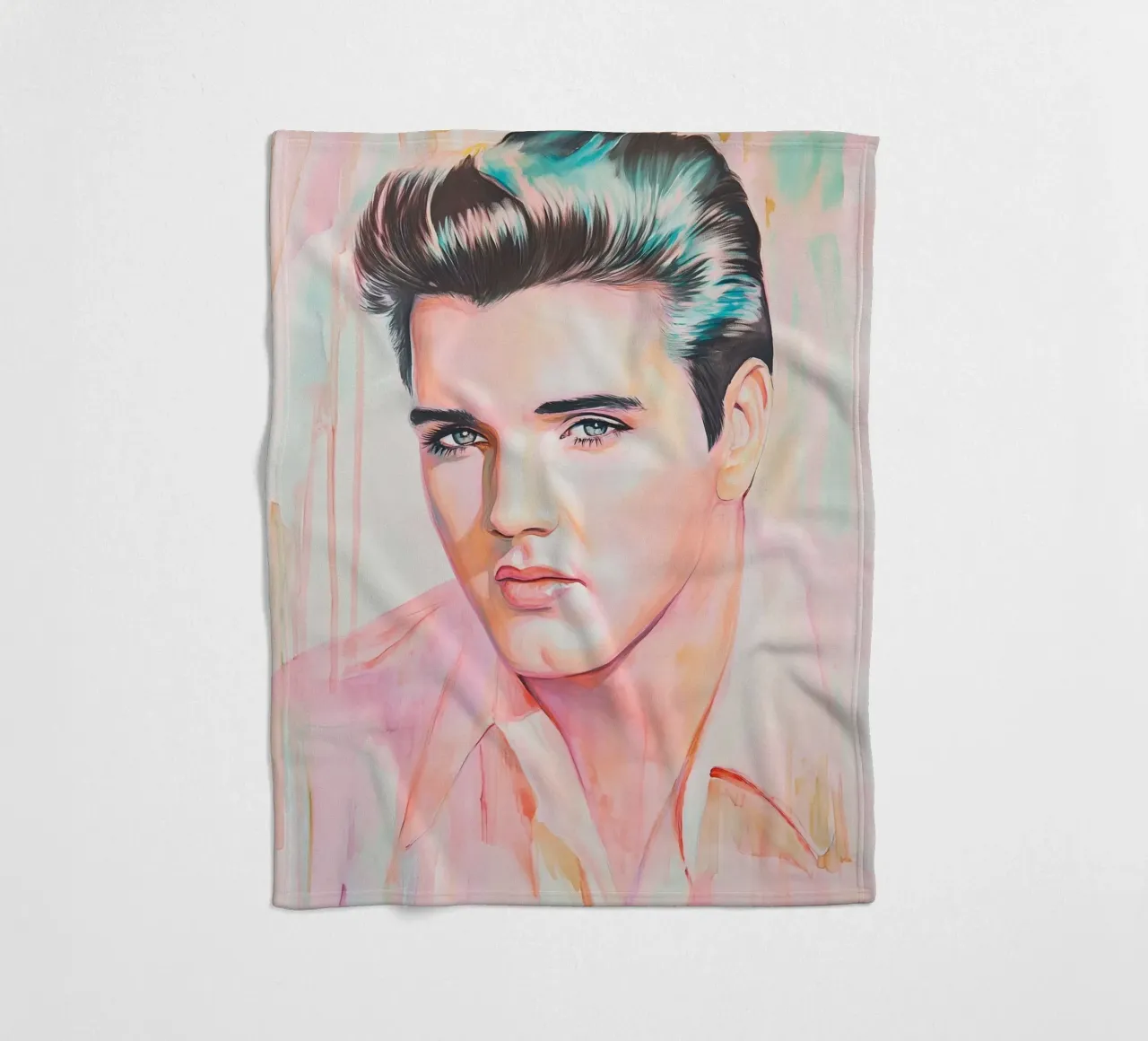 Ritratto Elvis Presley dipinto a pastello coperta in pile da Carinaprint