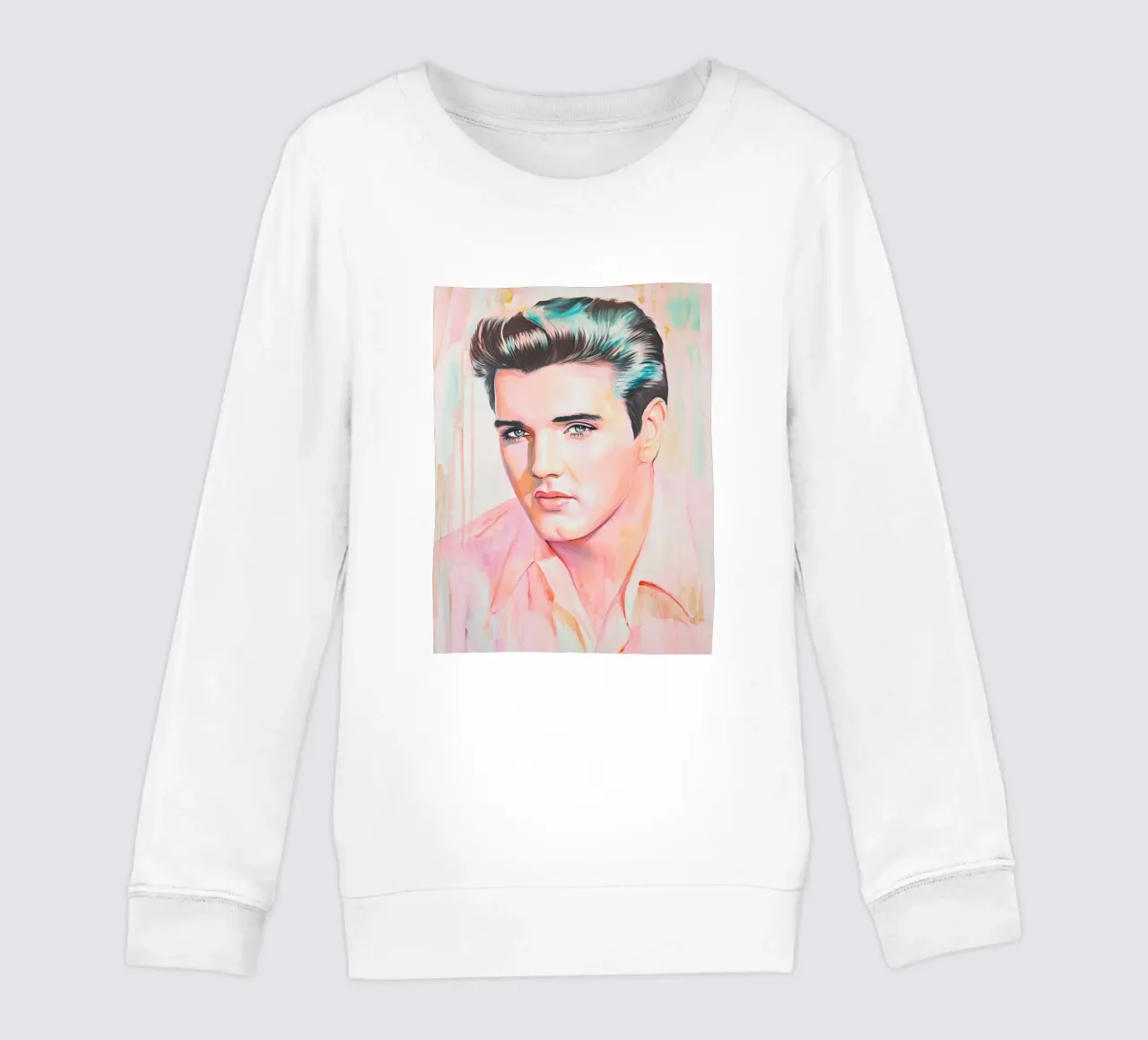 Ritratto Elvis Presley dipinto a pastello felpa bambino da Carinaprint