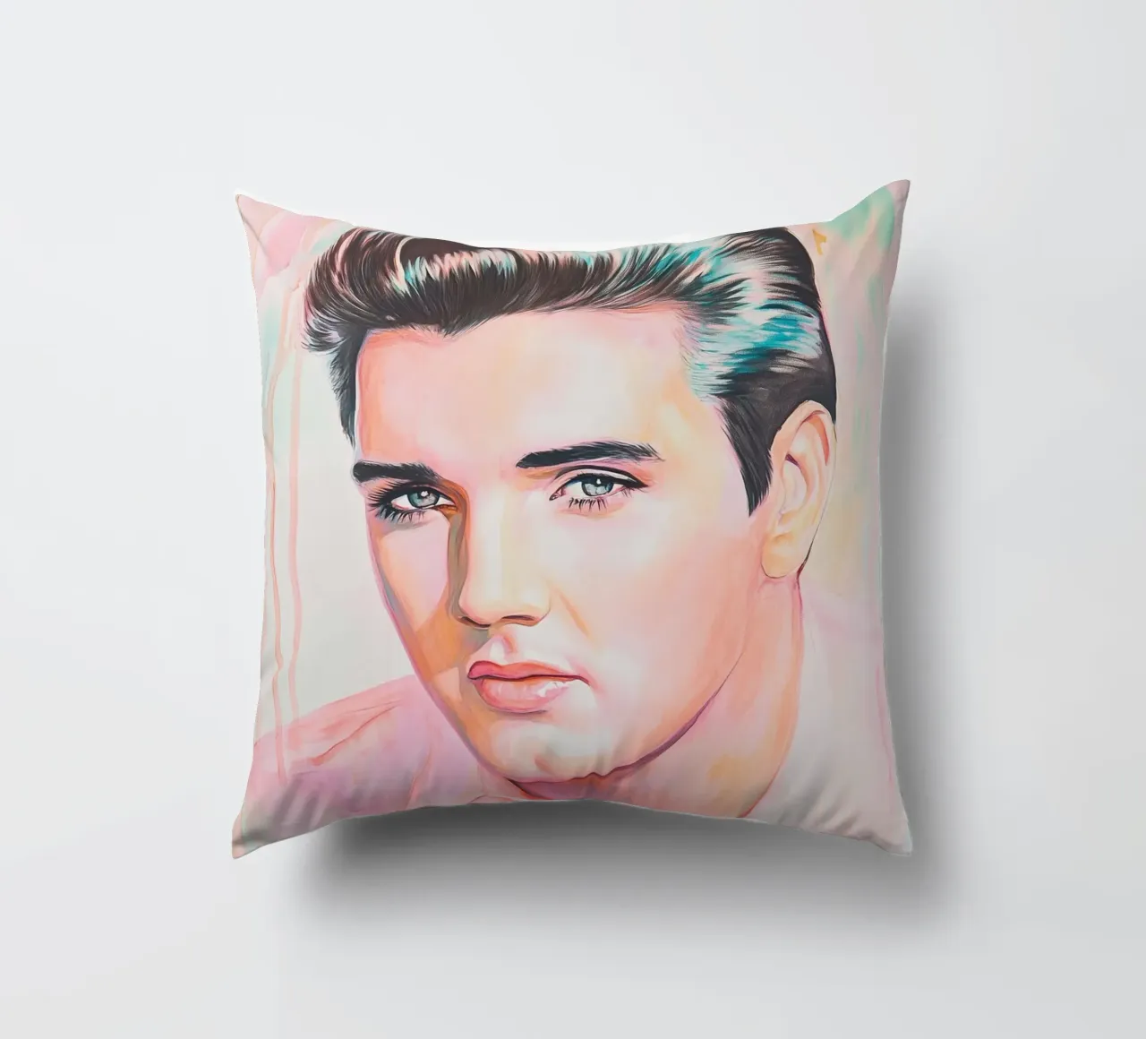 Ritratto Elvis Presley dipinto a pastello cuscino da Carinaprint