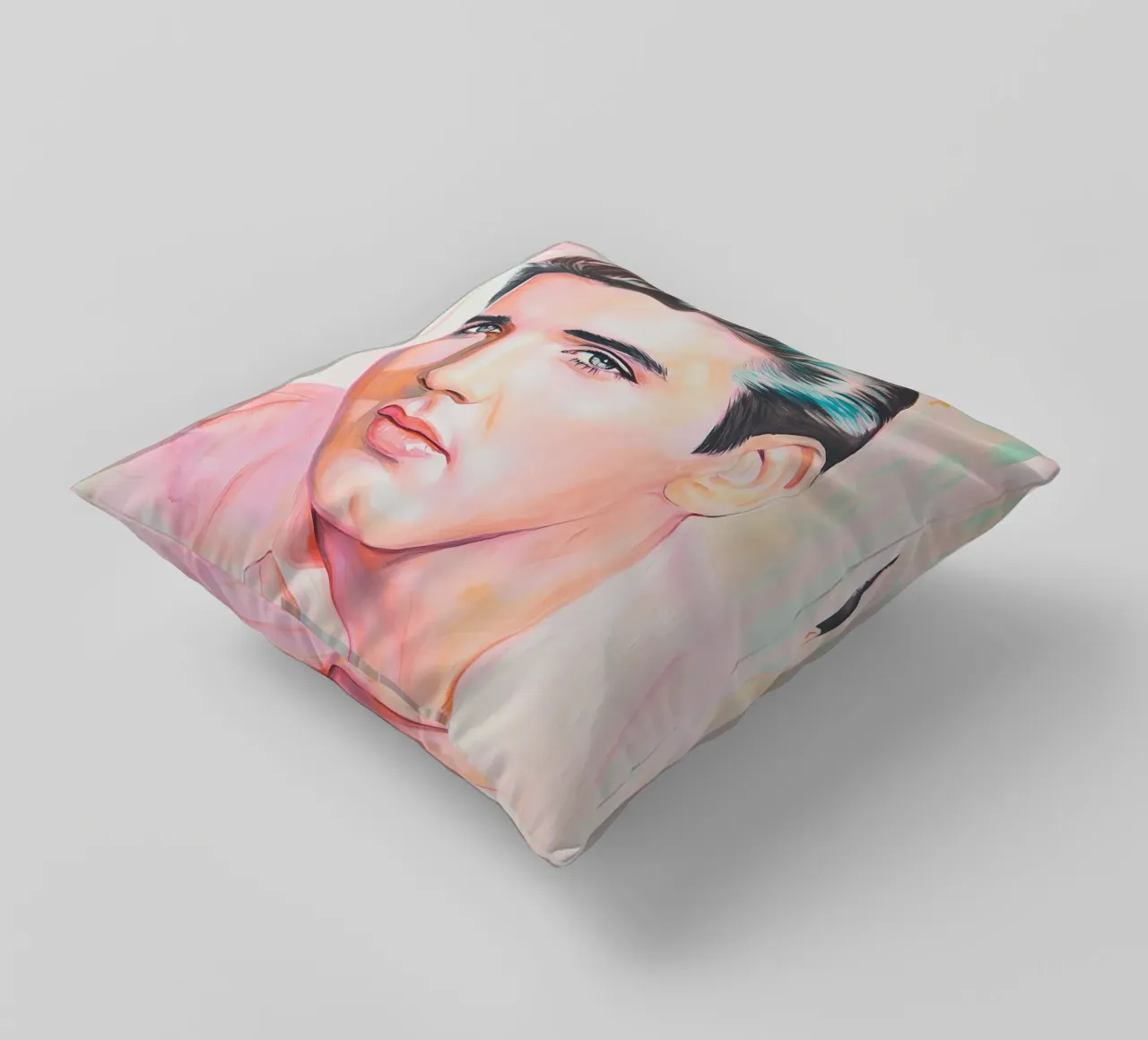 Ritratto Elvis Presley dipinto a pastello cuscino da Carinaprint
