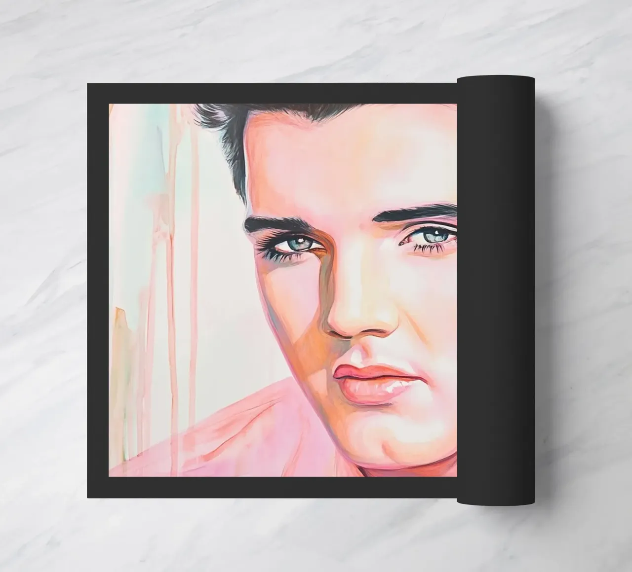 Ritratto Elvis Presley dipinto a pastello zerbino da Carinaprint