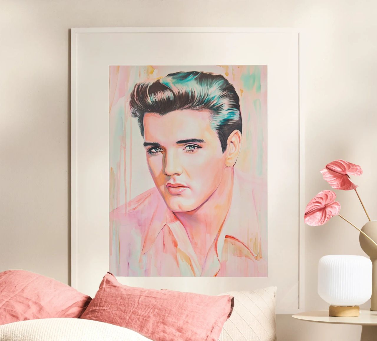 Portrait Elvis Presley pastel painting poster by Carinaprint