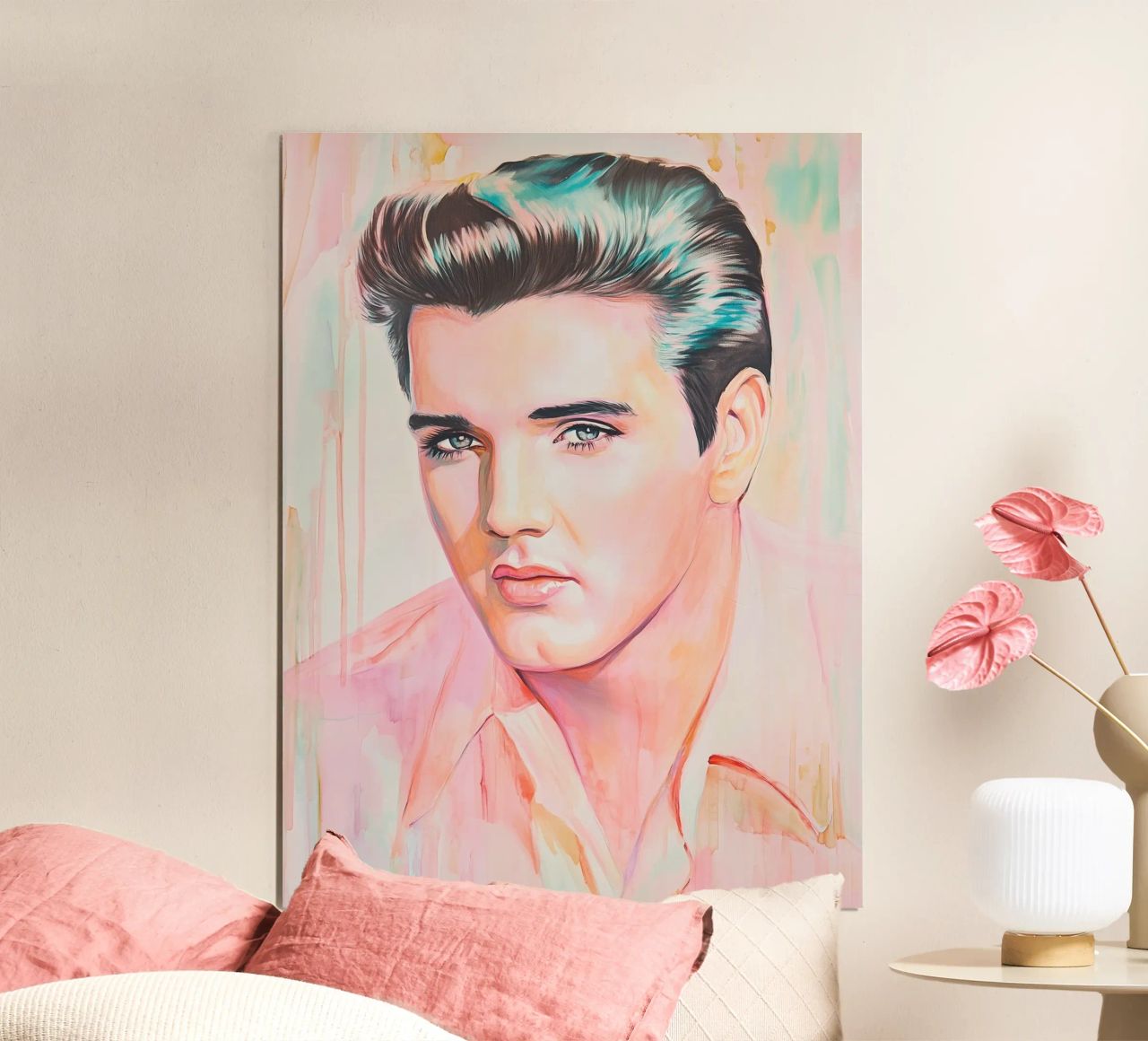 Portrait Elvis Presley pastel painting poster by Carinaprint