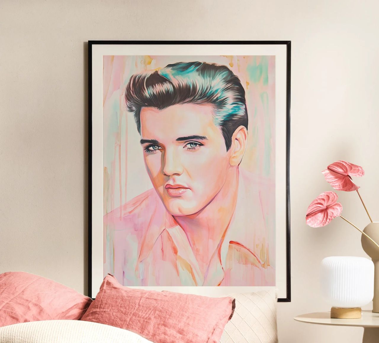 Portrait Elvis Presley pastel painting poster by Carinaprint
