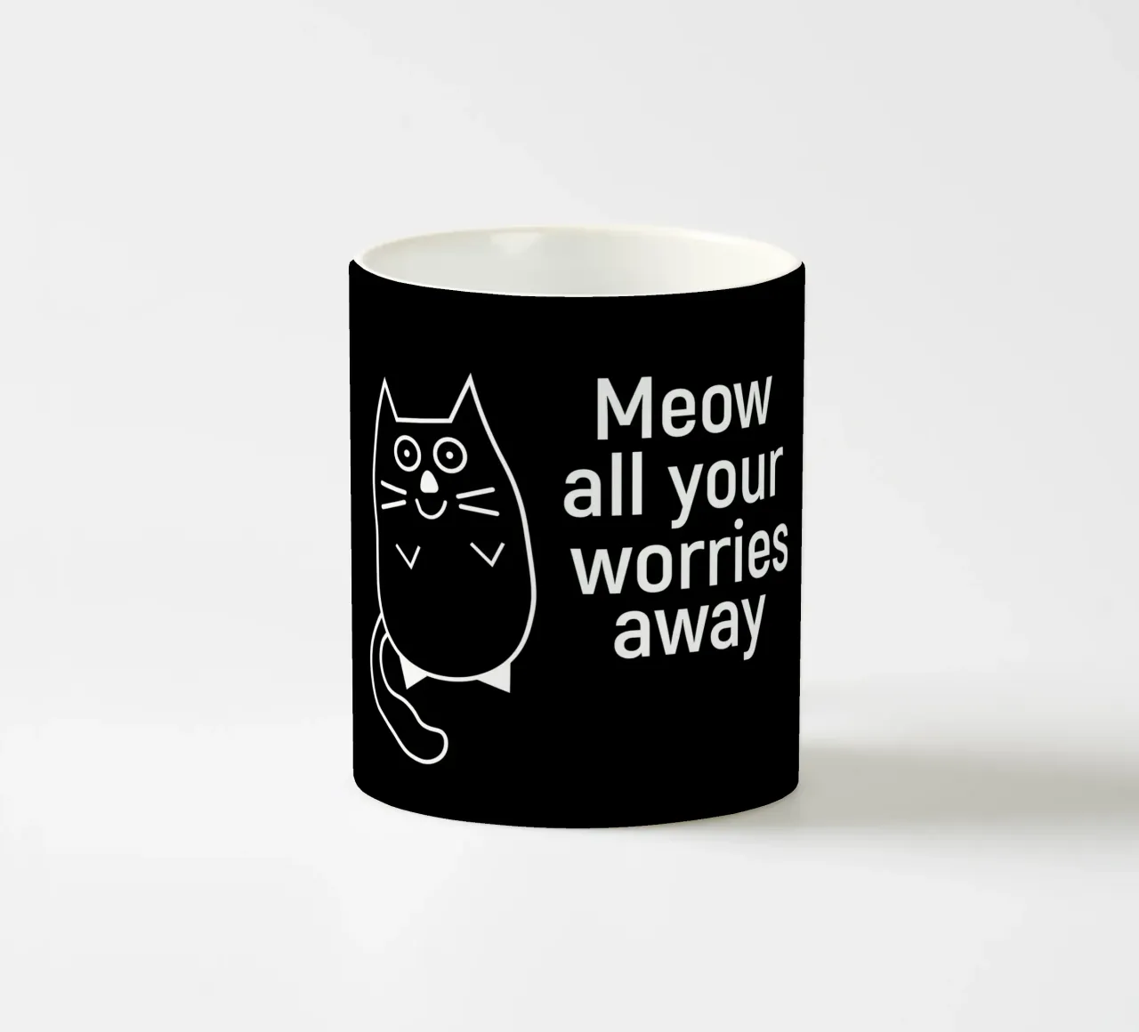 Meow all your worries away tazza in ceramica da happieeagle