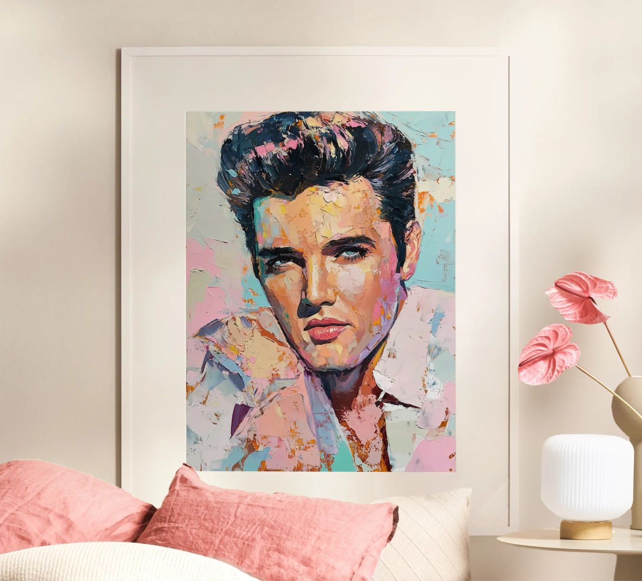 Portrait d'Elvis Presley Peinture au pastel poster de Carinaprint