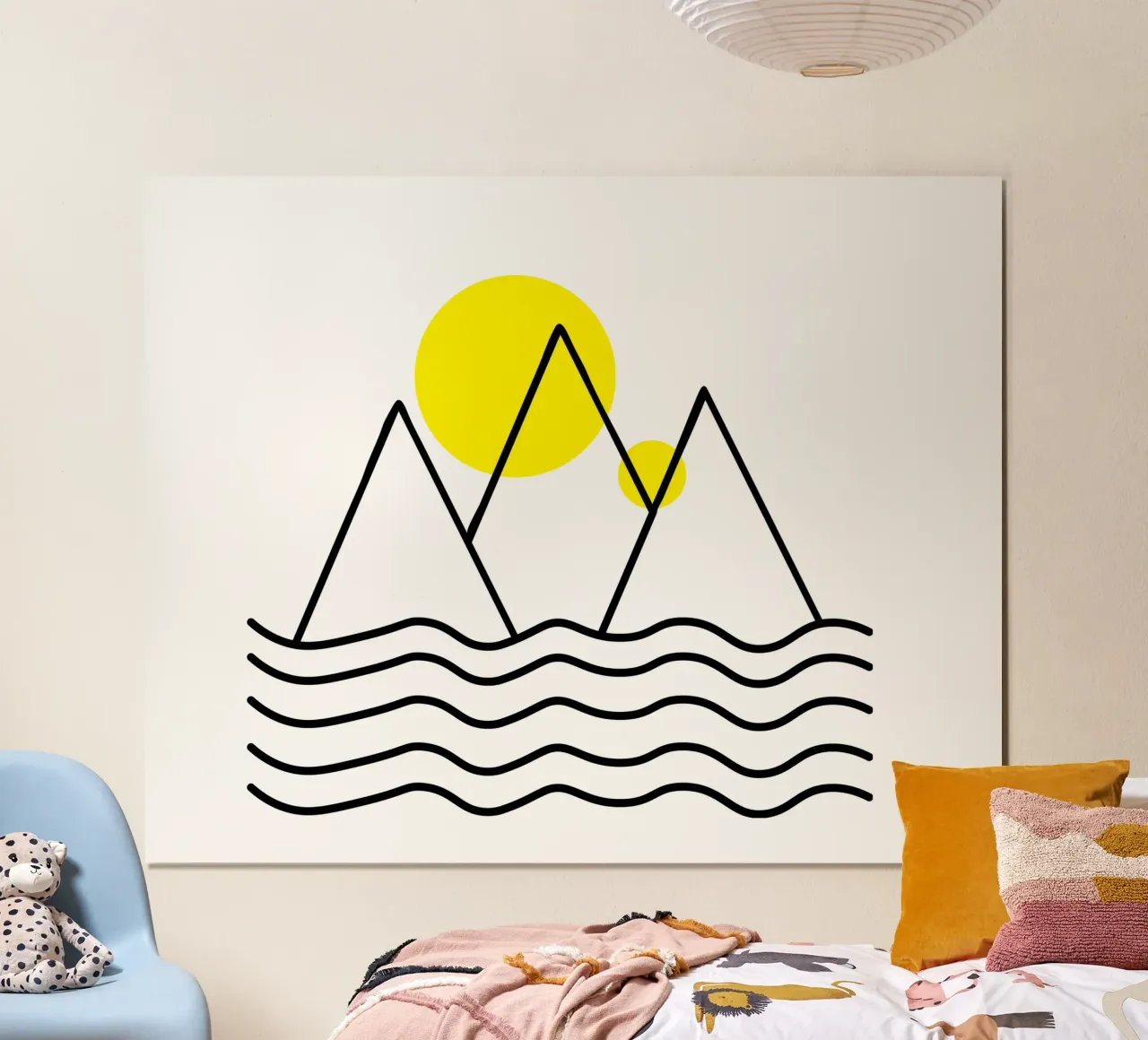 Mountains by the sea poster con telaio in legno da happieeagle