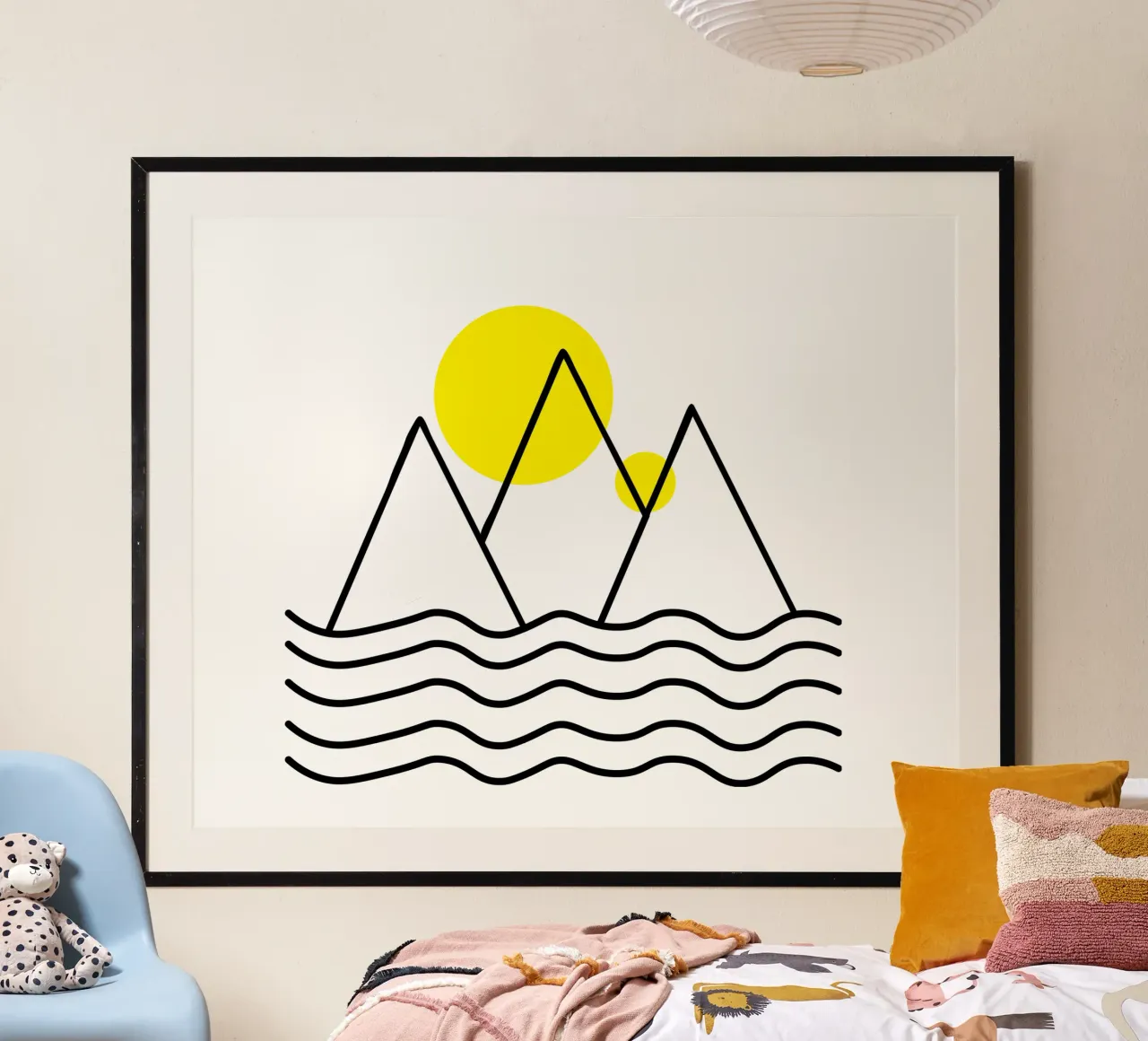 Mountains by the sea poster con telaio in legno da happieeagle