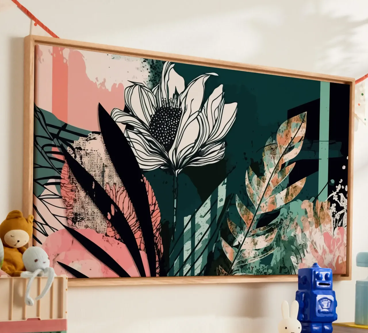Abstract Foliage tela con Cornice a cassetta da Artsy Bessy