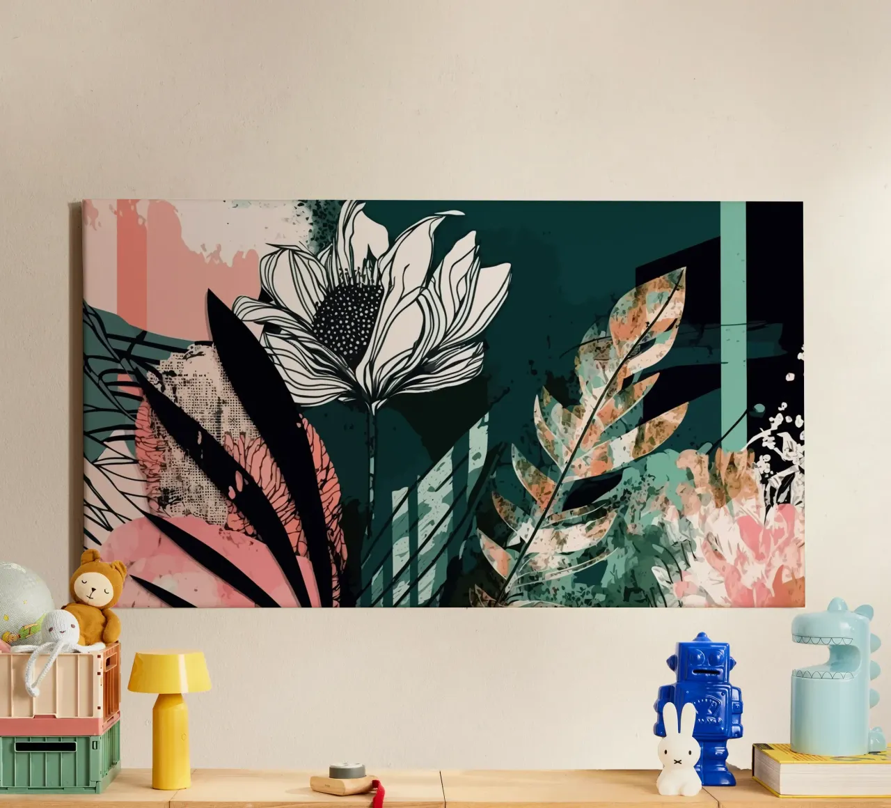 Abstract Foliage tela con Cornice a cassetta da Artsy Bessy