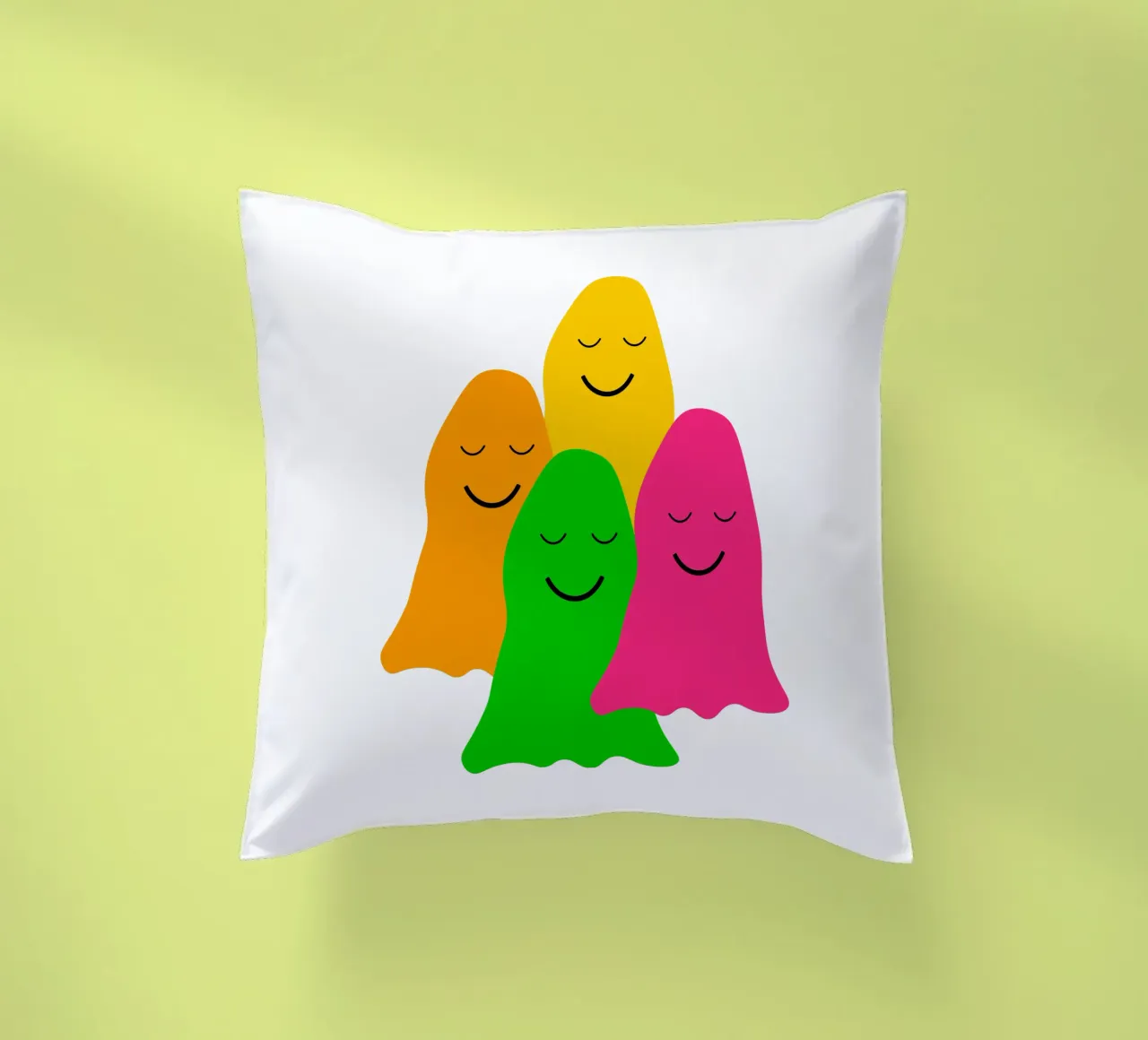 Peaceful colorful ghosts cuscino da happieeagle