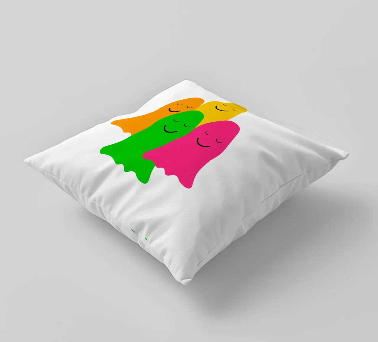 Peaceful colorful ghosts cuscino da happieeagle
