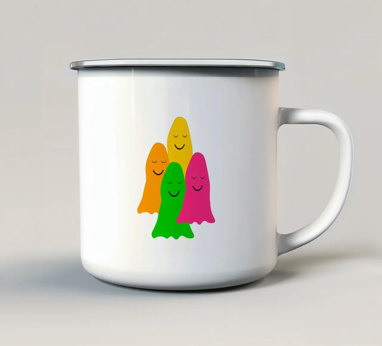 Peaceful colorful ghosts tazza in smalto da happieeagle