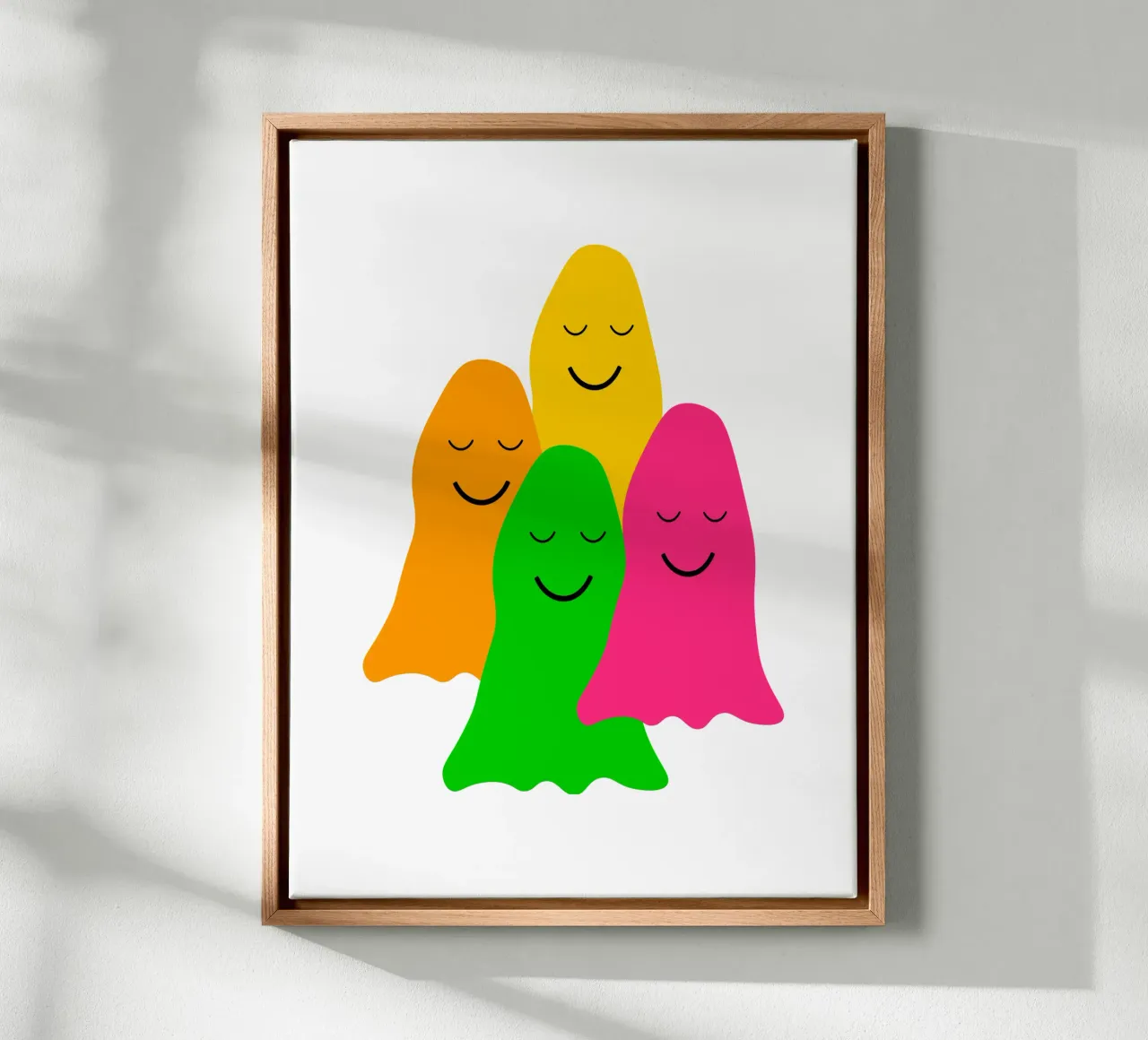 Peaceful colorful ghosts canvas with Floater frame by happieeagle