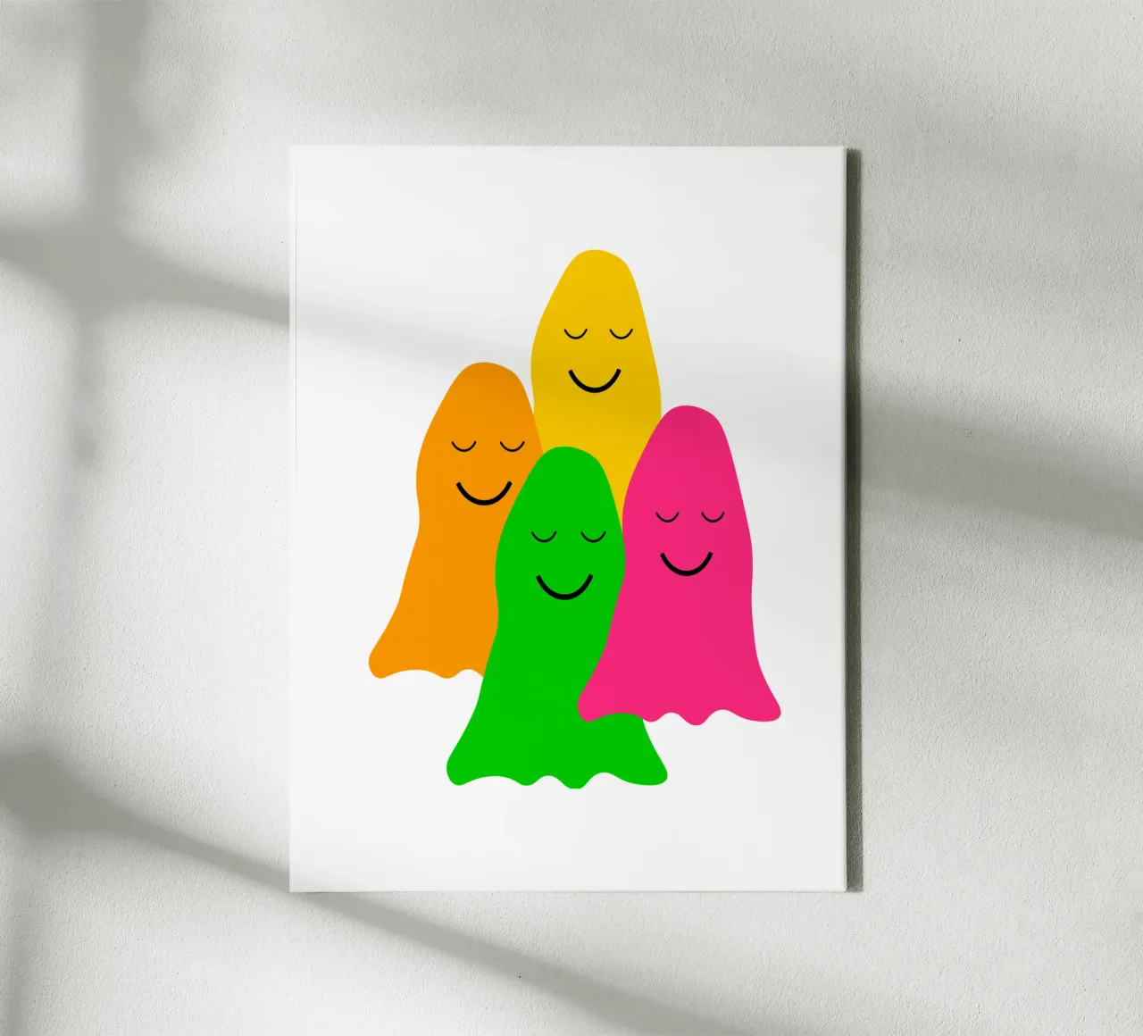 Peaceful colorful ghosts canvas with Floater frame by happieeagle