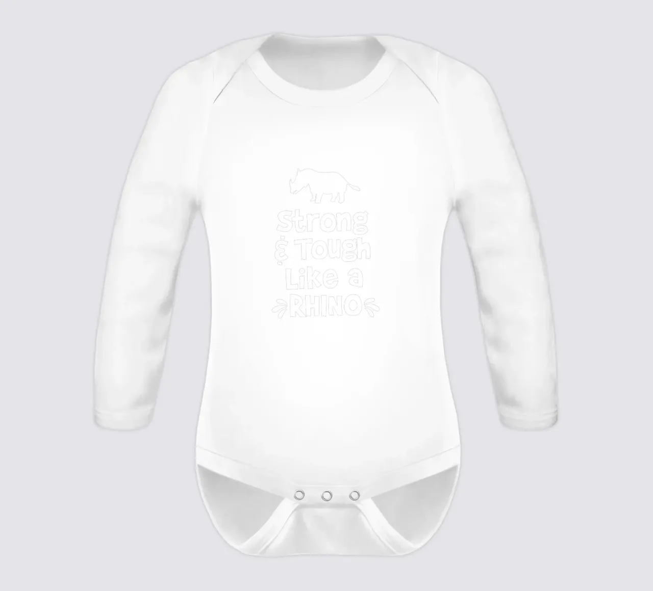 Strong and tough like a rhino long-sleeve baby romper by happieeagle
