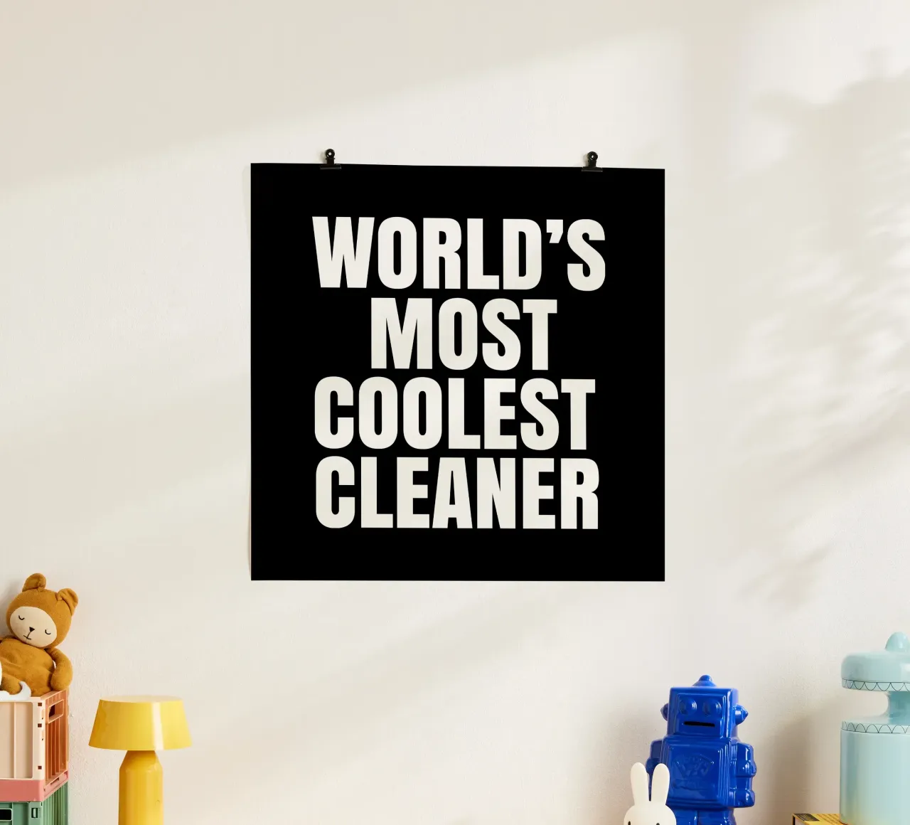 World's most coolest cleaner poster con telaio in legno da happieeagle