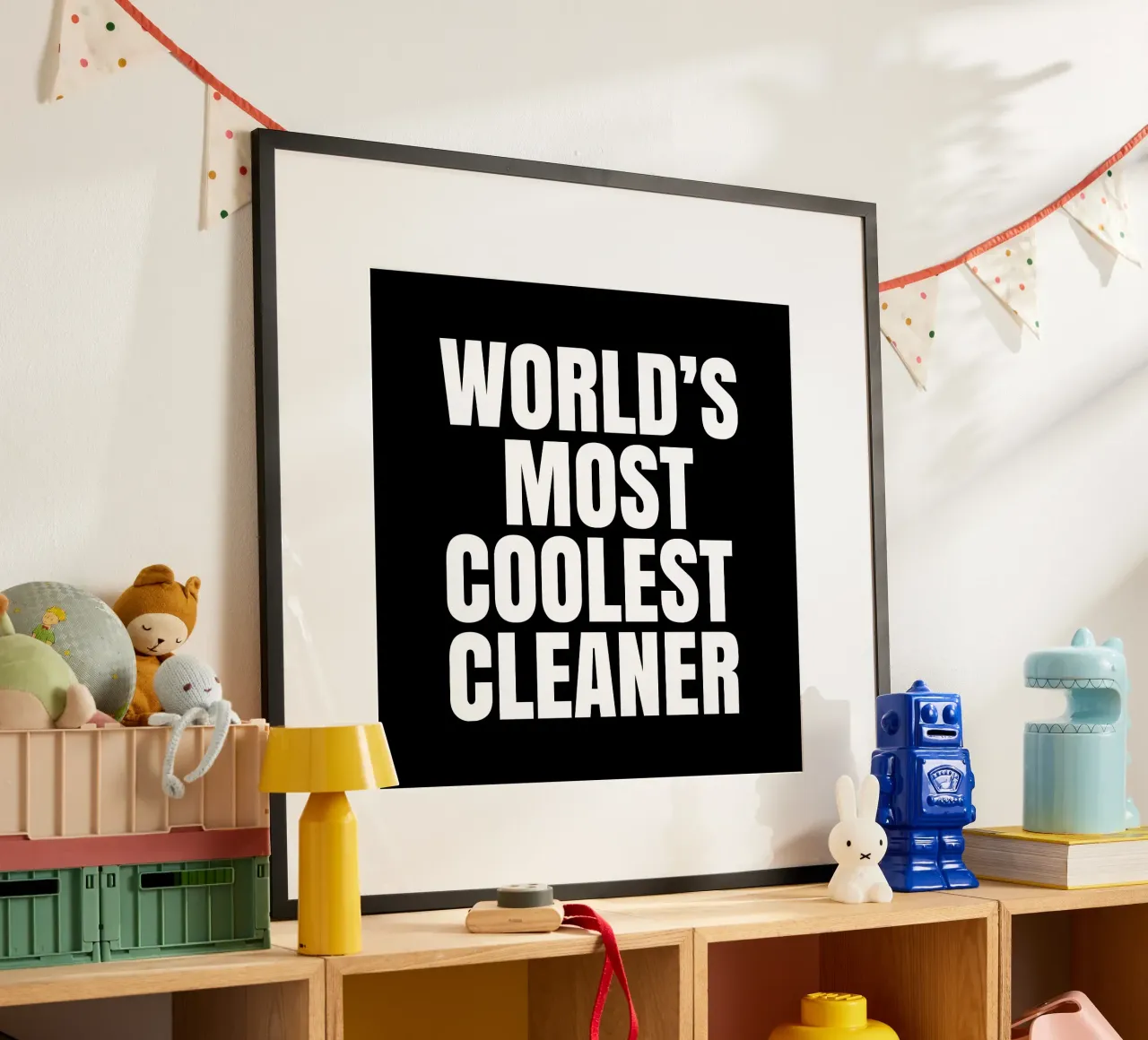 World's most coolest cleaner poster con telaio in legno da happieeagle