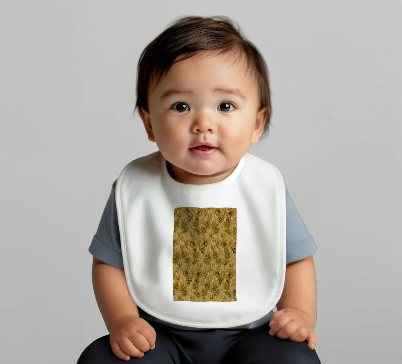 Delicate Elegance in Every Detail - Pattern of Soft Feathers baby bib by Curious Collections by Marielle Leenders