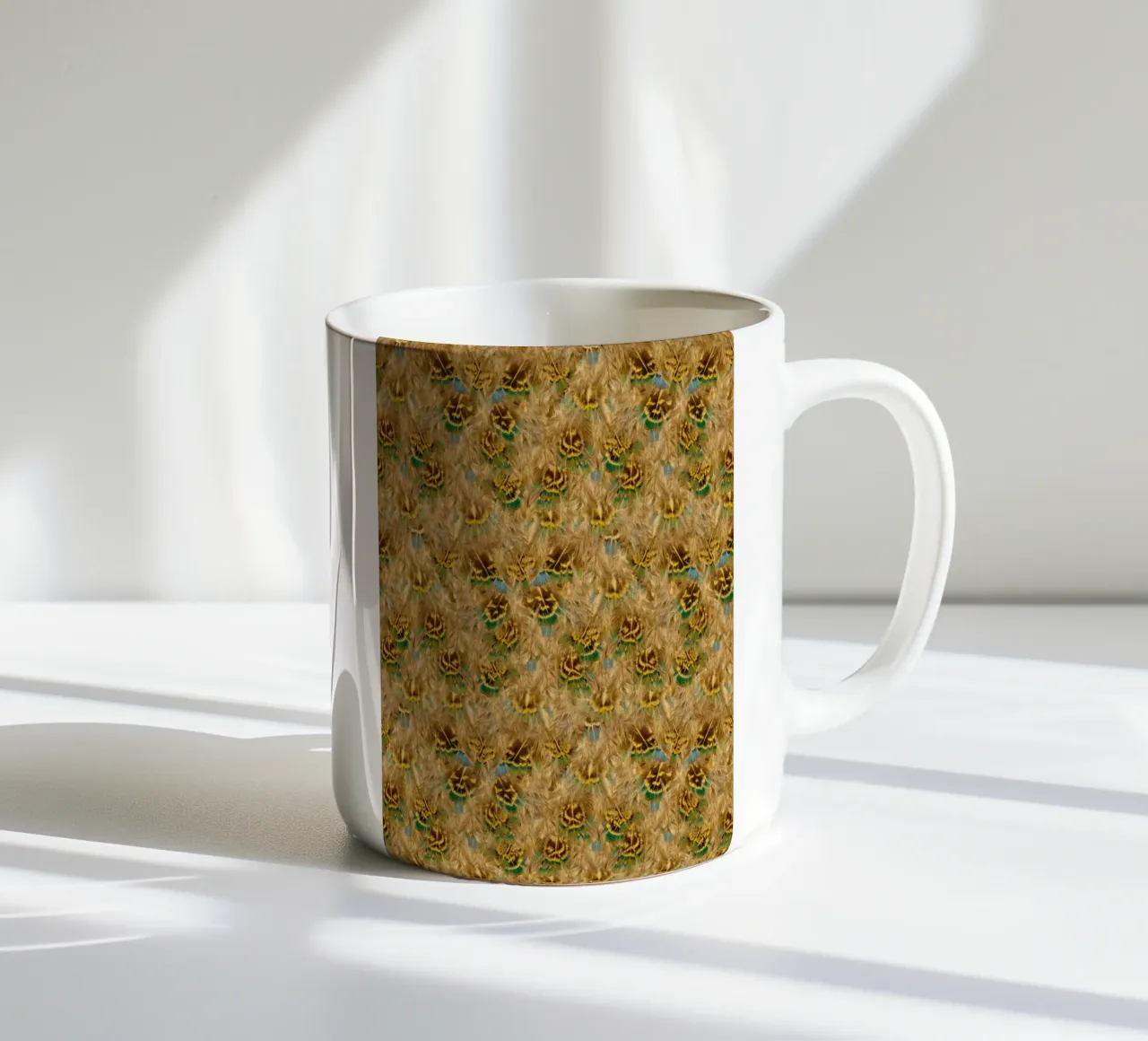 Delicate Elegance in Every Detail - Pattern of Soft Feathers ceramic mug by Curious Collections by Marielle Leenders