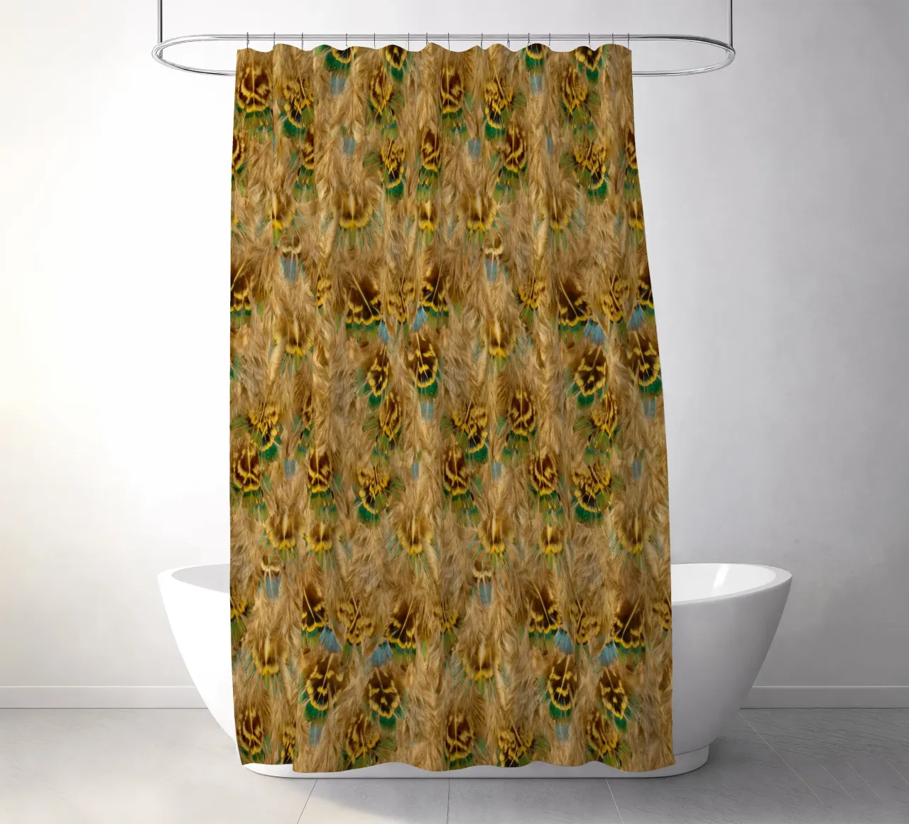 Eleganza delicata in ogni dettaglio - Motivo di morbide piume tenda da doccia da Curious Collections by Marielle Leenders