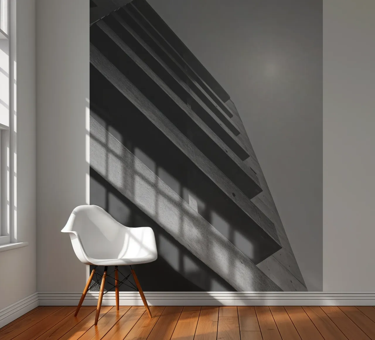 Vertical geometry fotobehang van Black & White