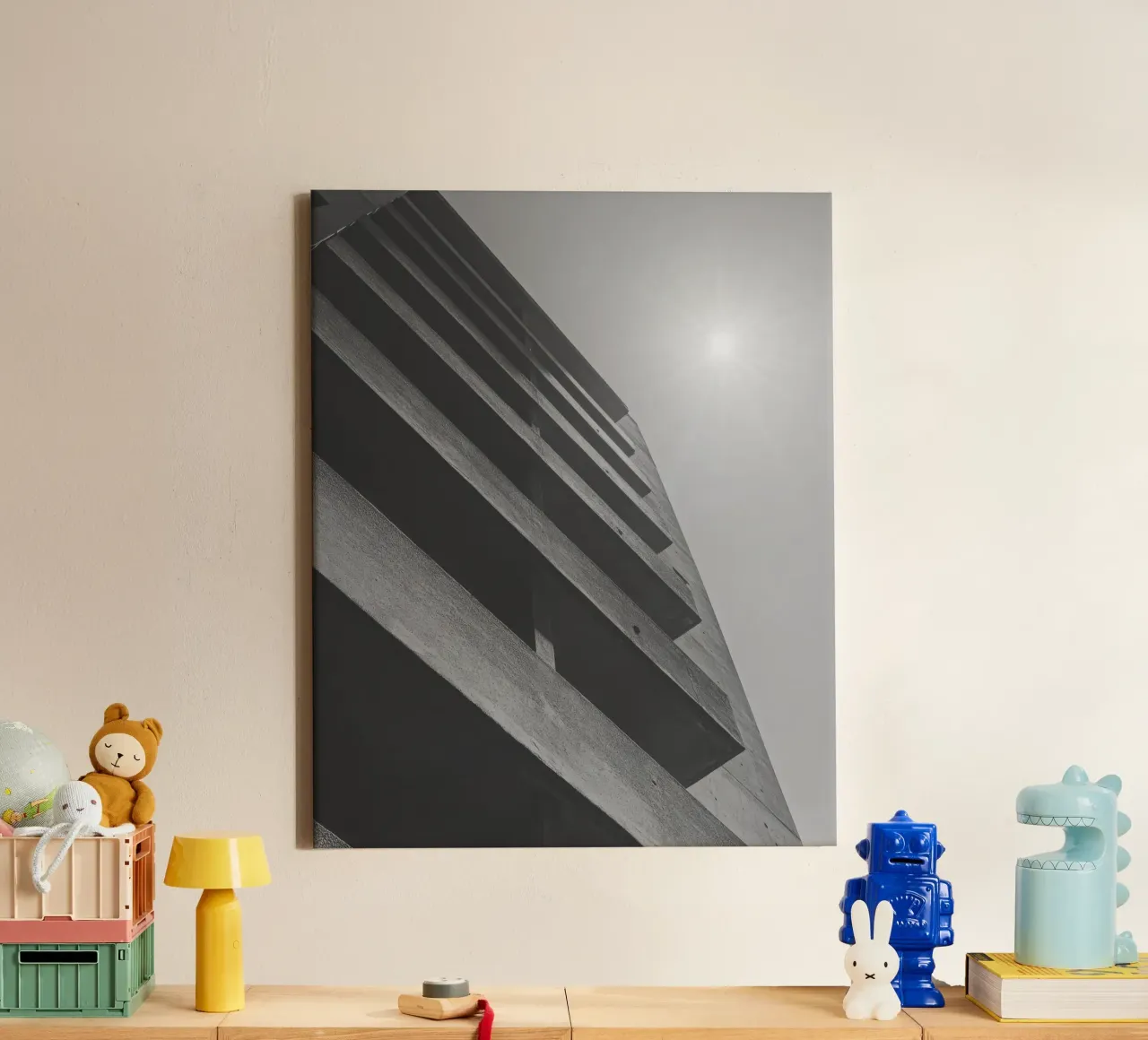 Geometria verticale tela con Cornice a cassetta da Black & White