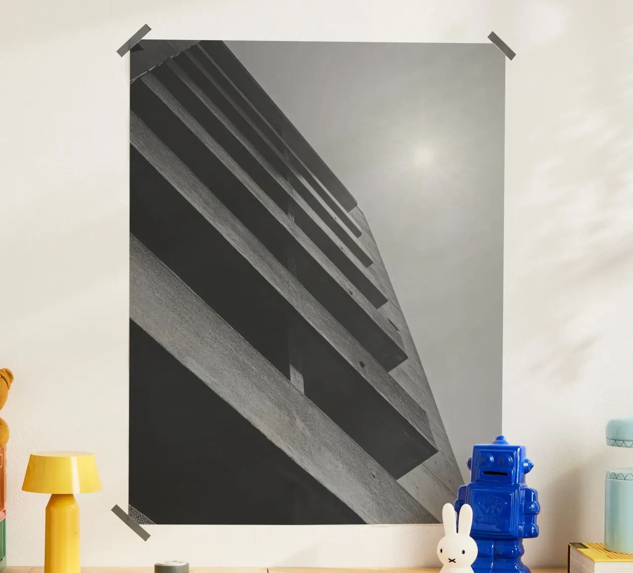 Vertical geometry poster by Black & White