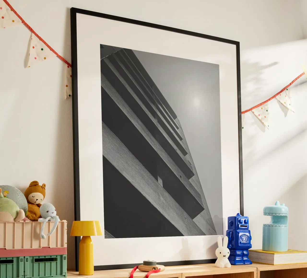 Vertical geometry poster by Black & White