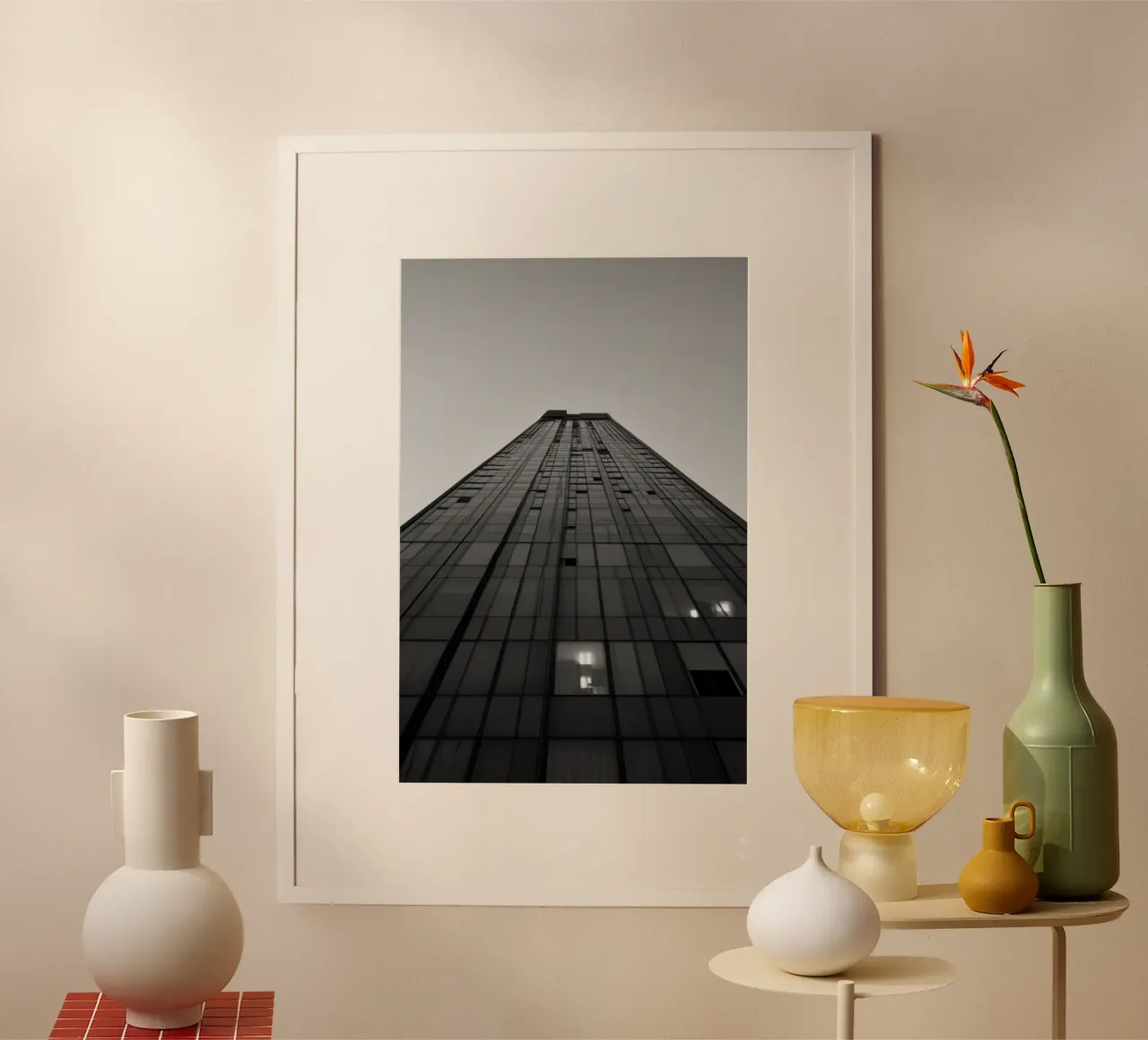 Vertige Urbain poster con marco de madera de Black & White