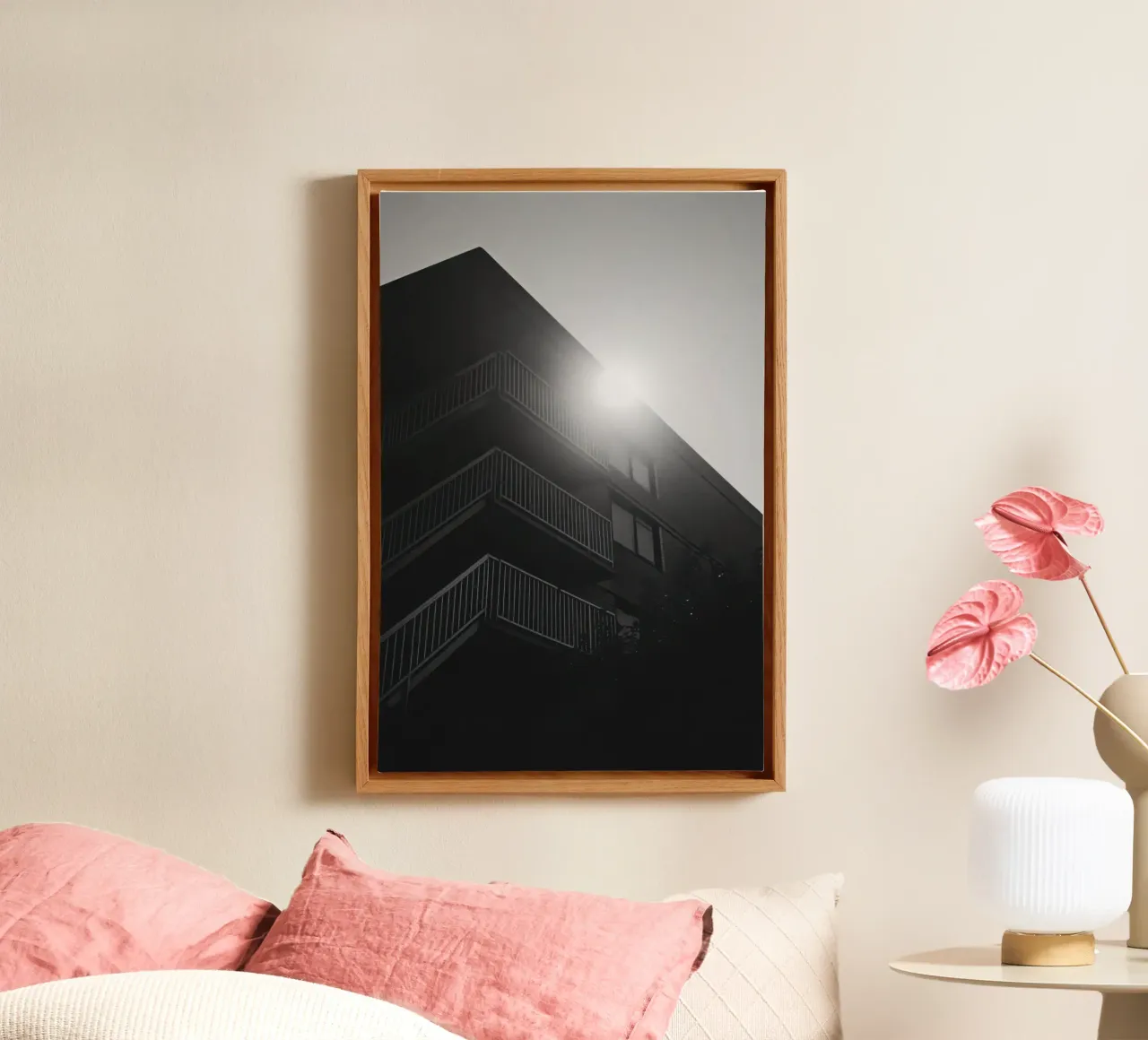 Balconies in the Shade canvas with Floater frame by Black & White
