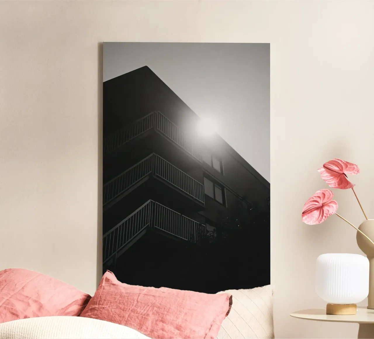 Balconies in the Shade canvas with Floater frame by Black & White