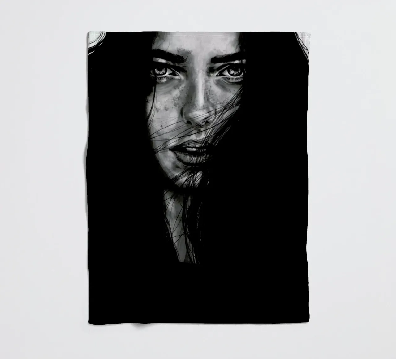 Dark Mary fleece blanket by Agnes KR Patience