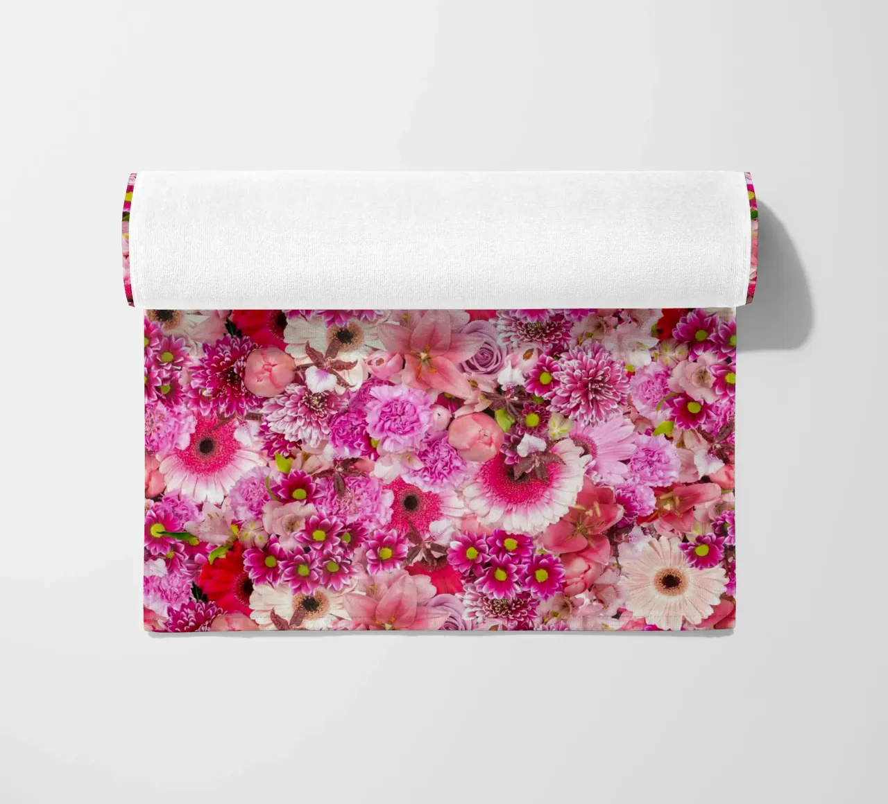 Pink Bloom Symphony – Floral Design of Pink Flowers beach towel by Curious Collections by Marielle Leenders