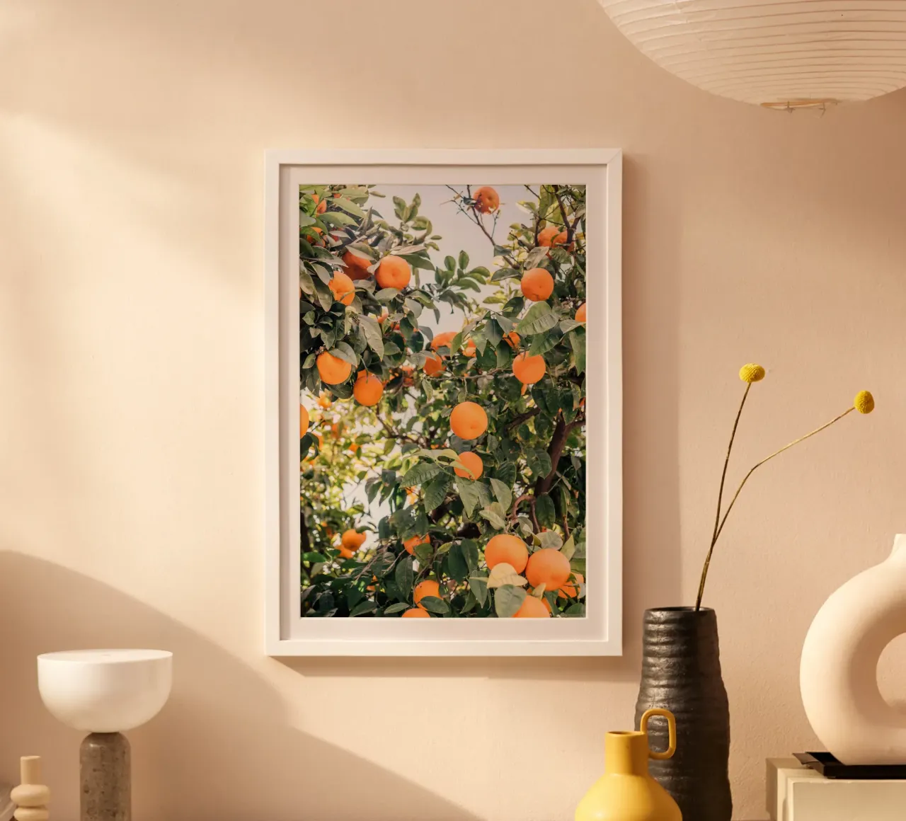 Sevilla Orange Tree poster with plastic frame by patiphotography