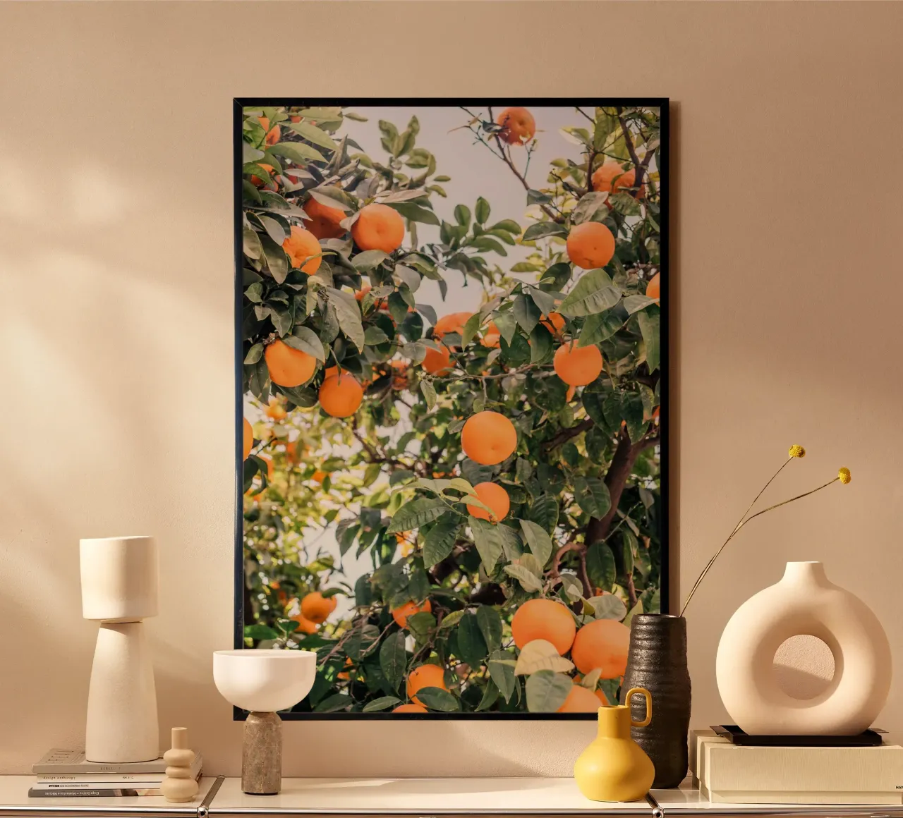 Sevilla Orange Tree poster with plastic frame by patiphotography