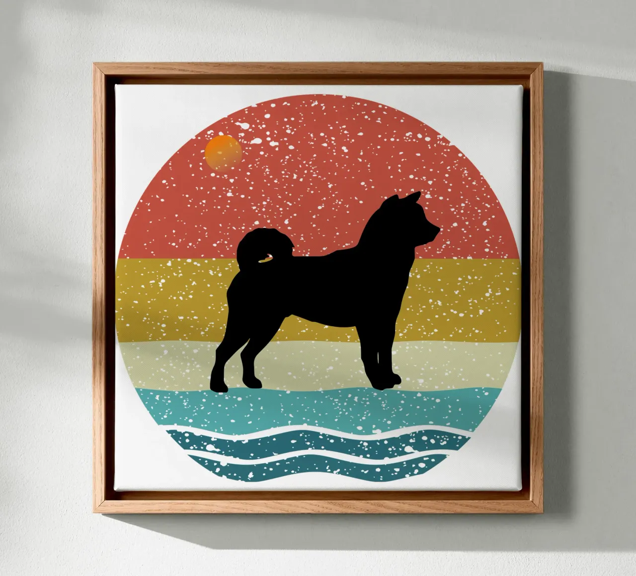 Shiba Inu Shilouette retro ontwerp canvas met Baklijst van rivariahill