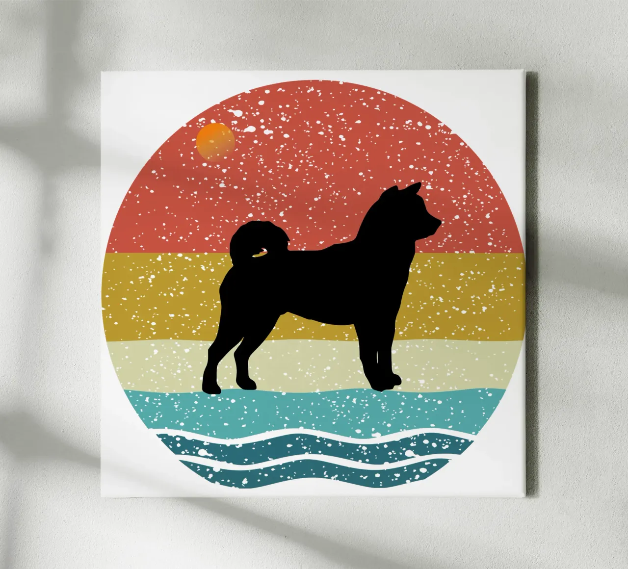 Shiba Inu Shilouette retro ontwerp canvas met Baklijst van rivariahill