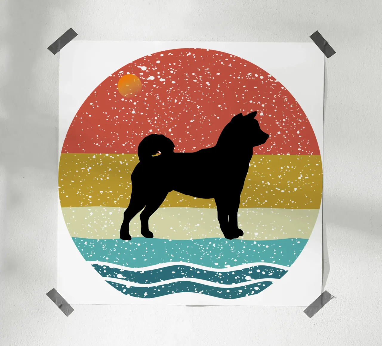 Shiba Inu Shilouette design retrò poster da rivariahill