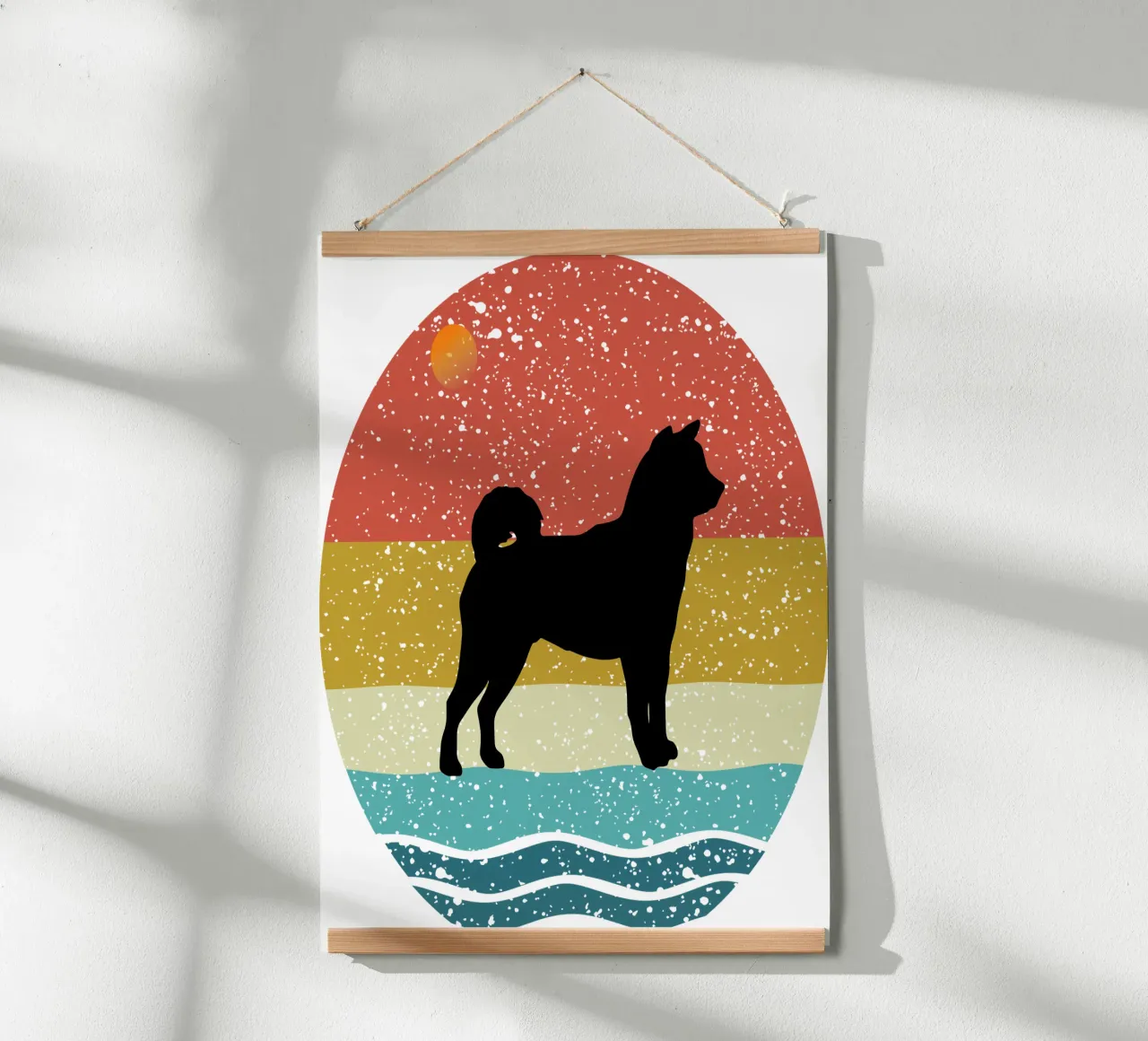Shiba Inu Shilouette design retrò poster da rivariahill