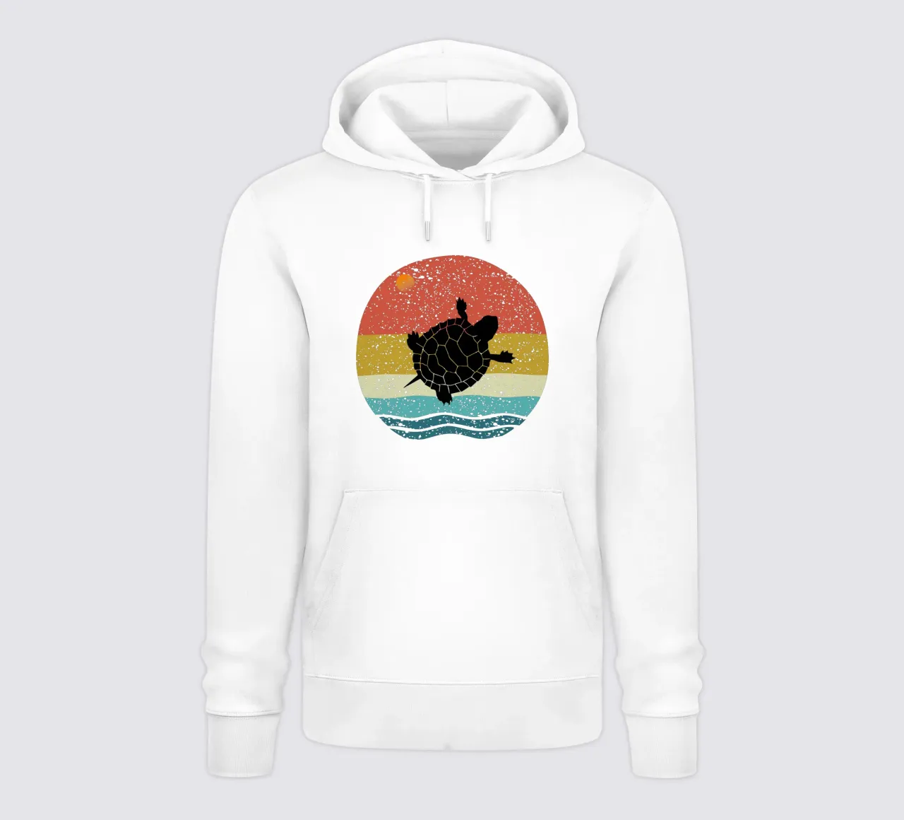 Turtle Shilouette retro design felpa con cappuccio da rivariahill