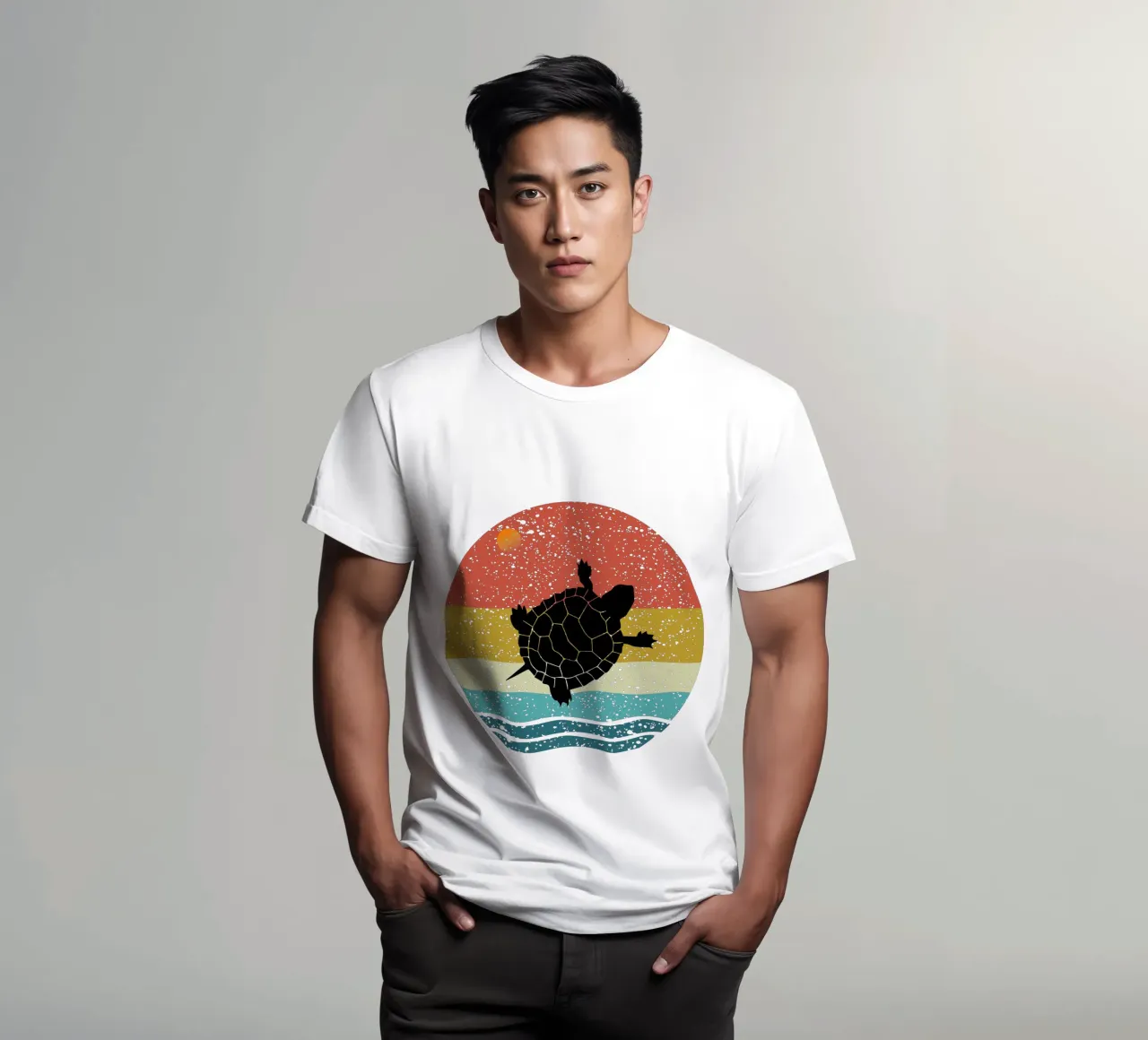 Turtle Shilouette retro design t-shirt da rivariahill