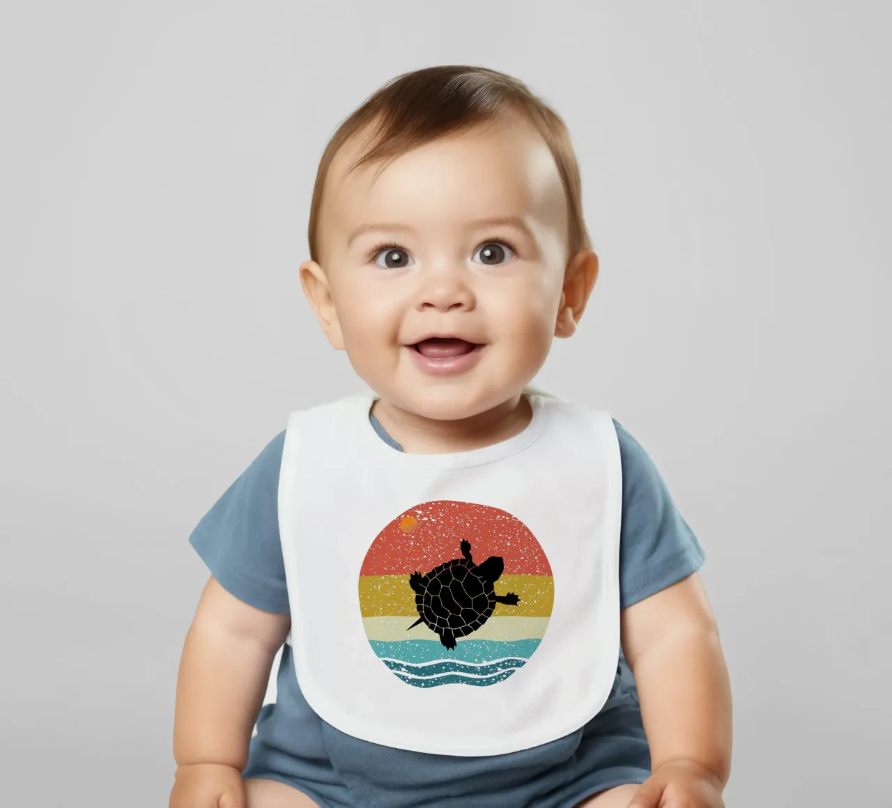 Turtle Shilouette retro design bavaglino da rivariahill