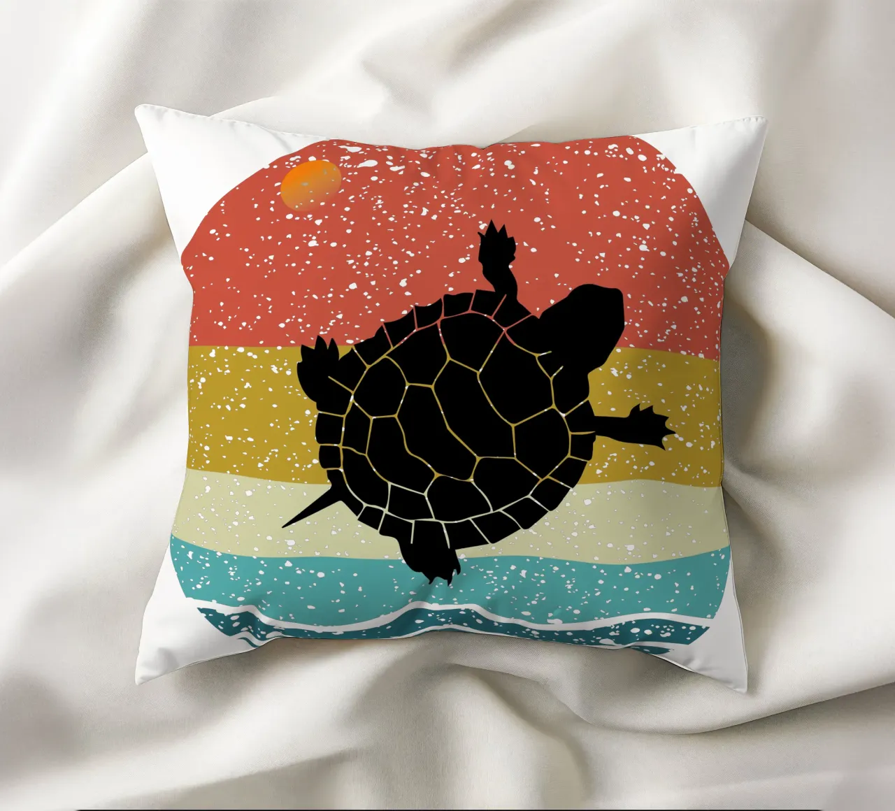 Turtle Shilouette retro design cuscino da rivariahill