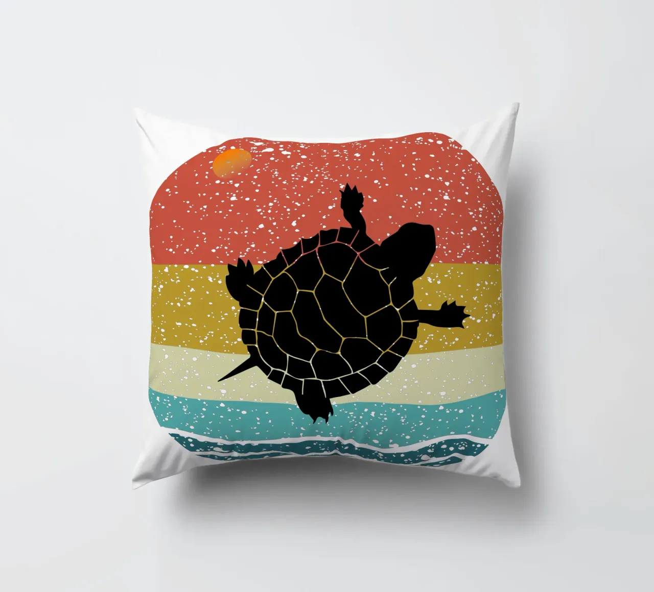 Turtle Shilouette retro design cuscino da rivariahill